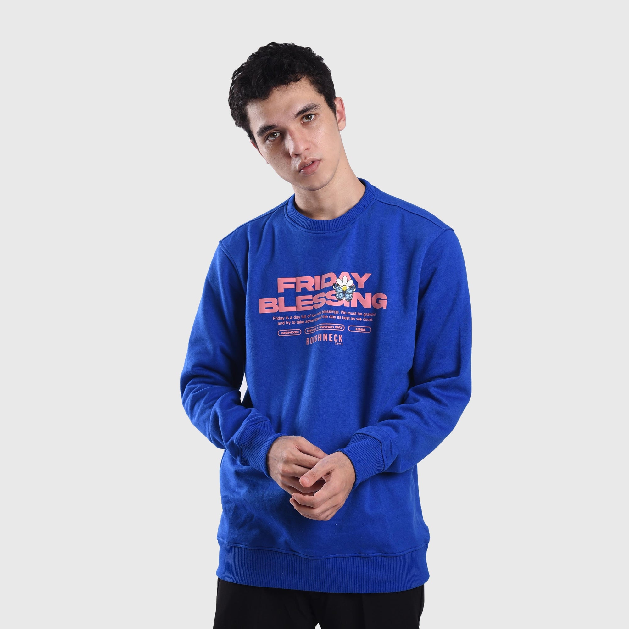 SS520 Oxford Blue Friday Blessing Crewneck