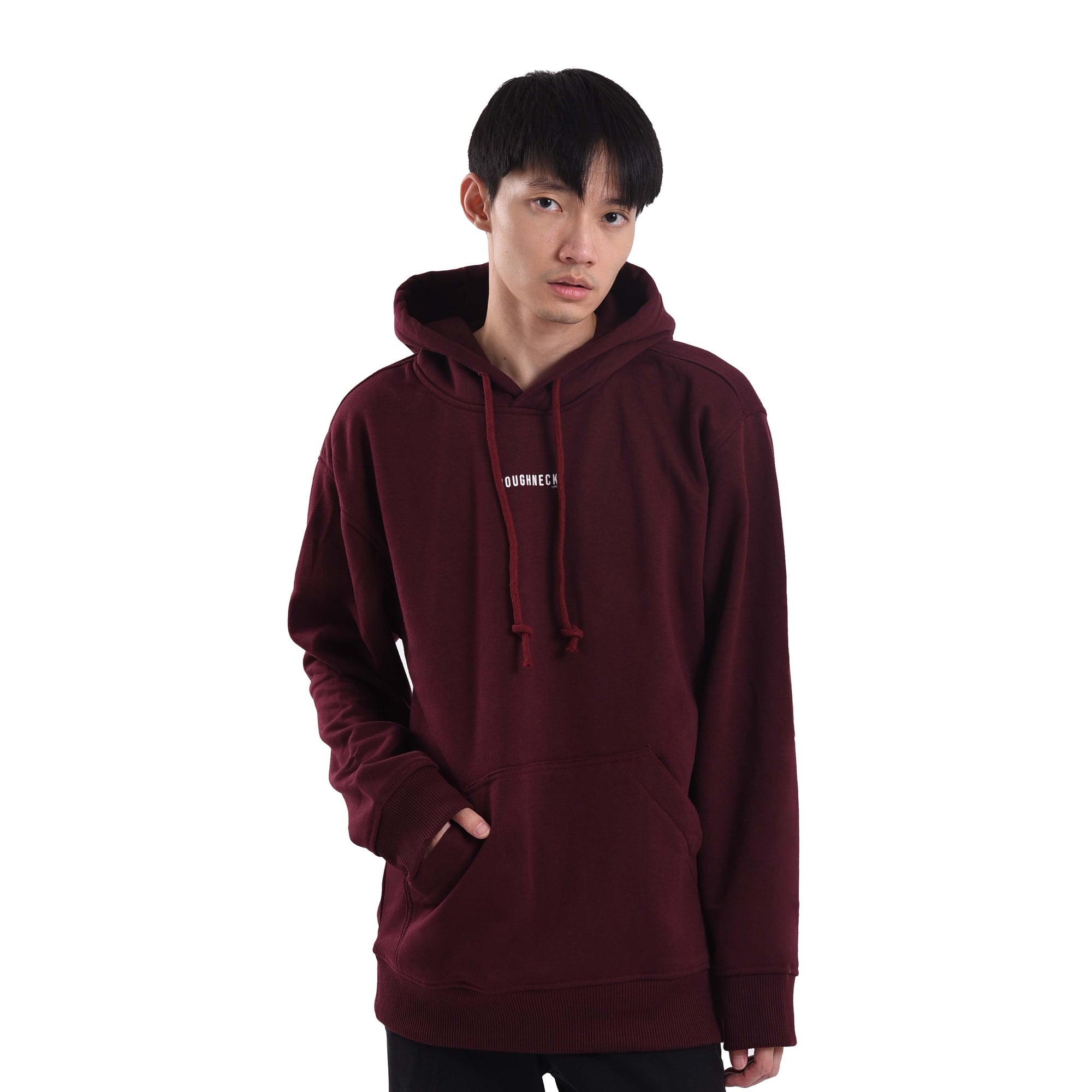 H033 Maroon Small Sig White Hoodie