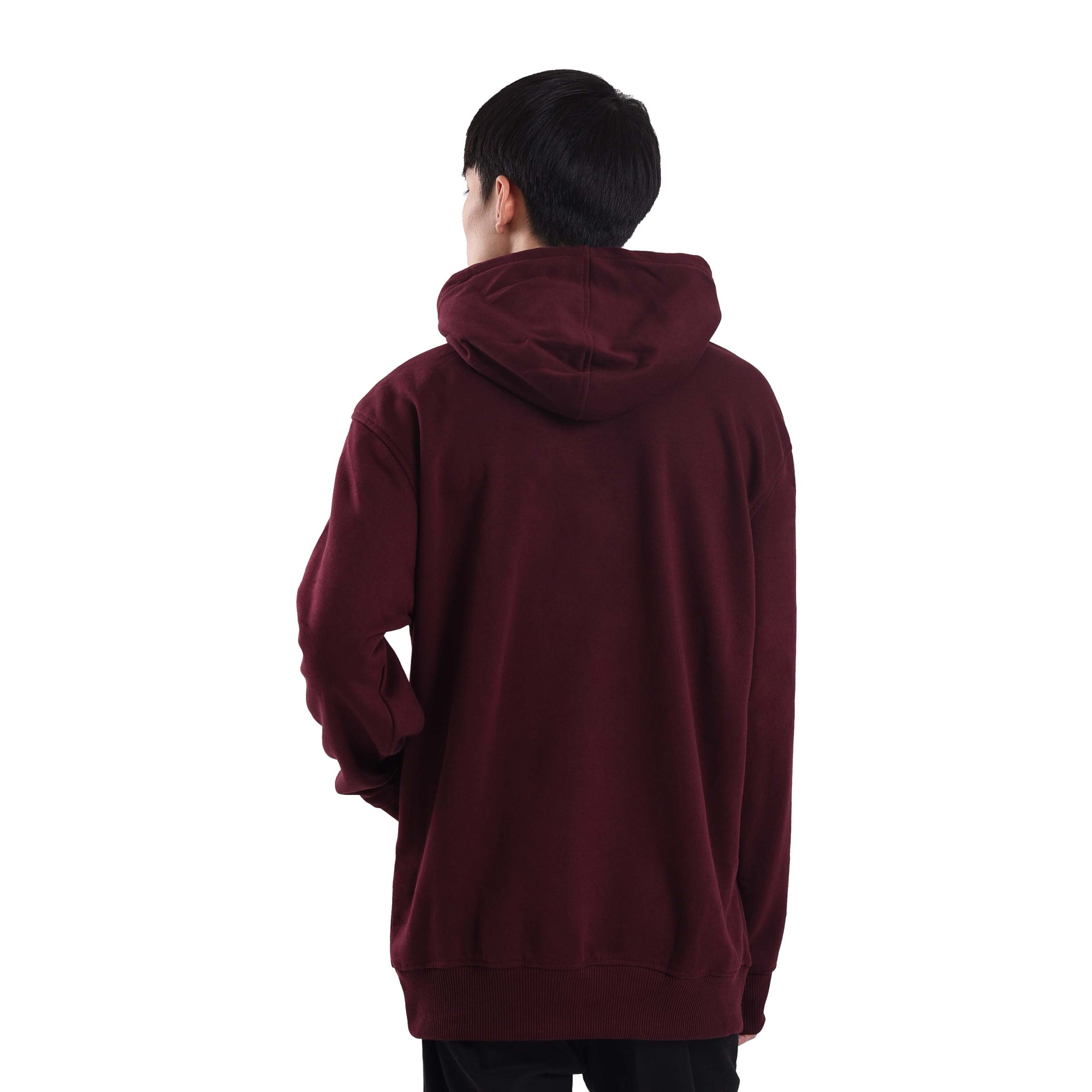 H033 Maroon Small Sig White Hoodie