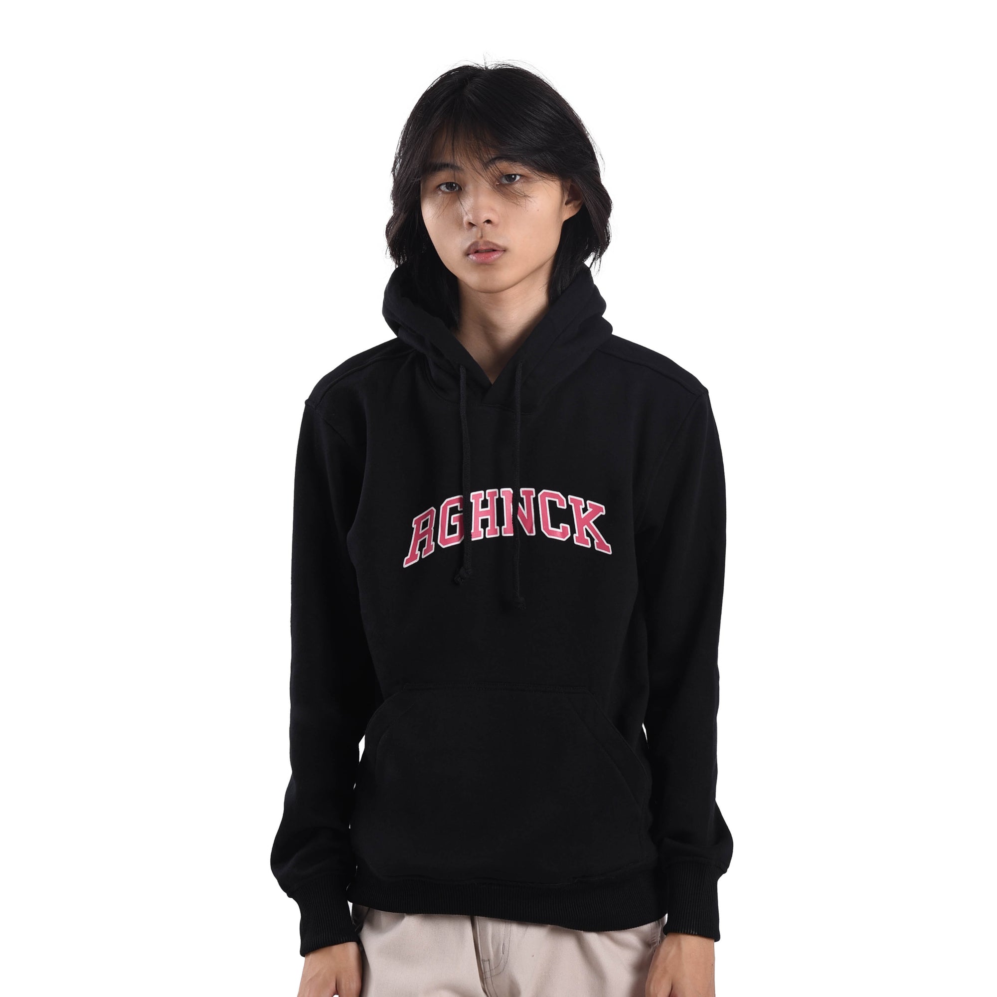 H359 Black Pink College Hoodie