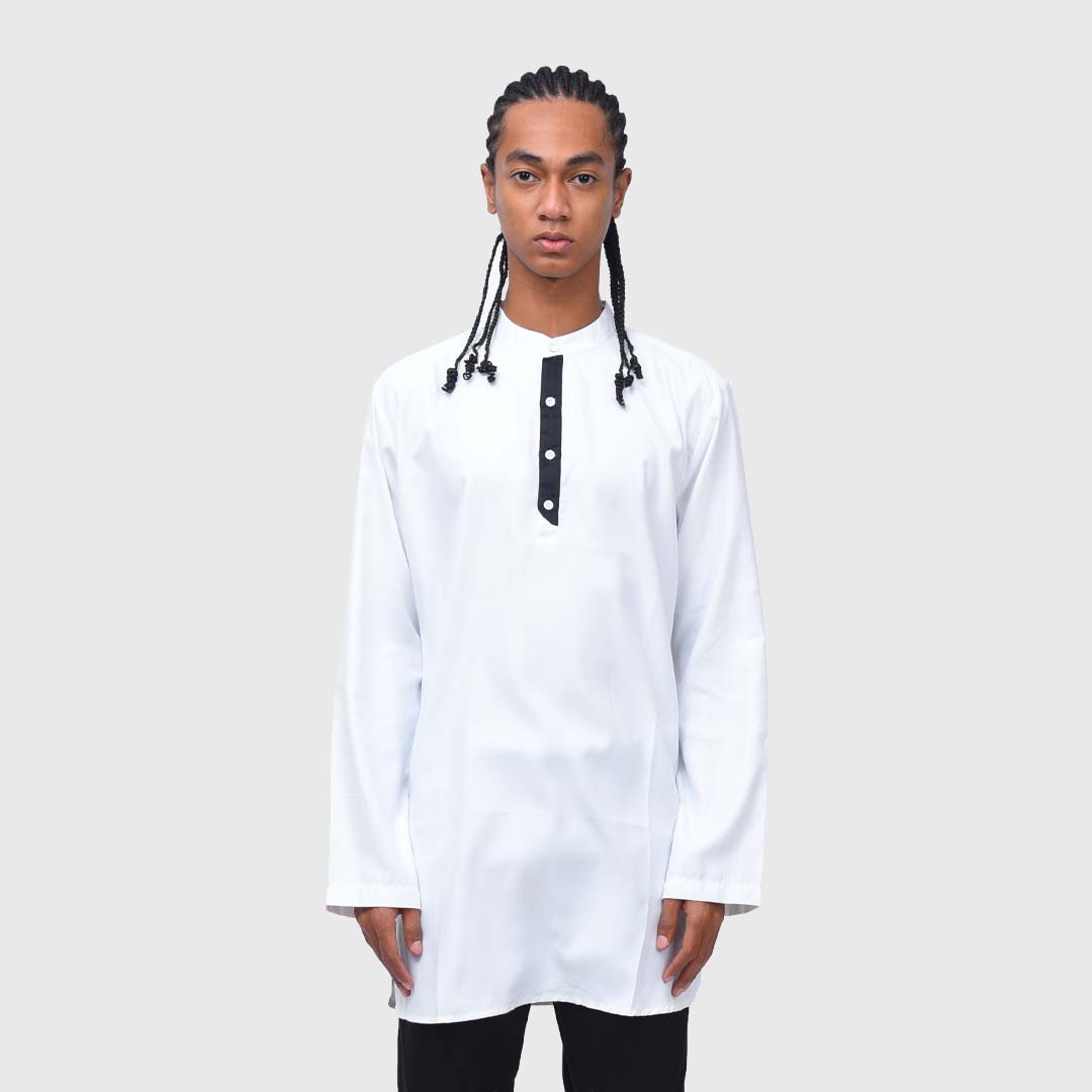 KS183 White Ghasna Kurta Shirt