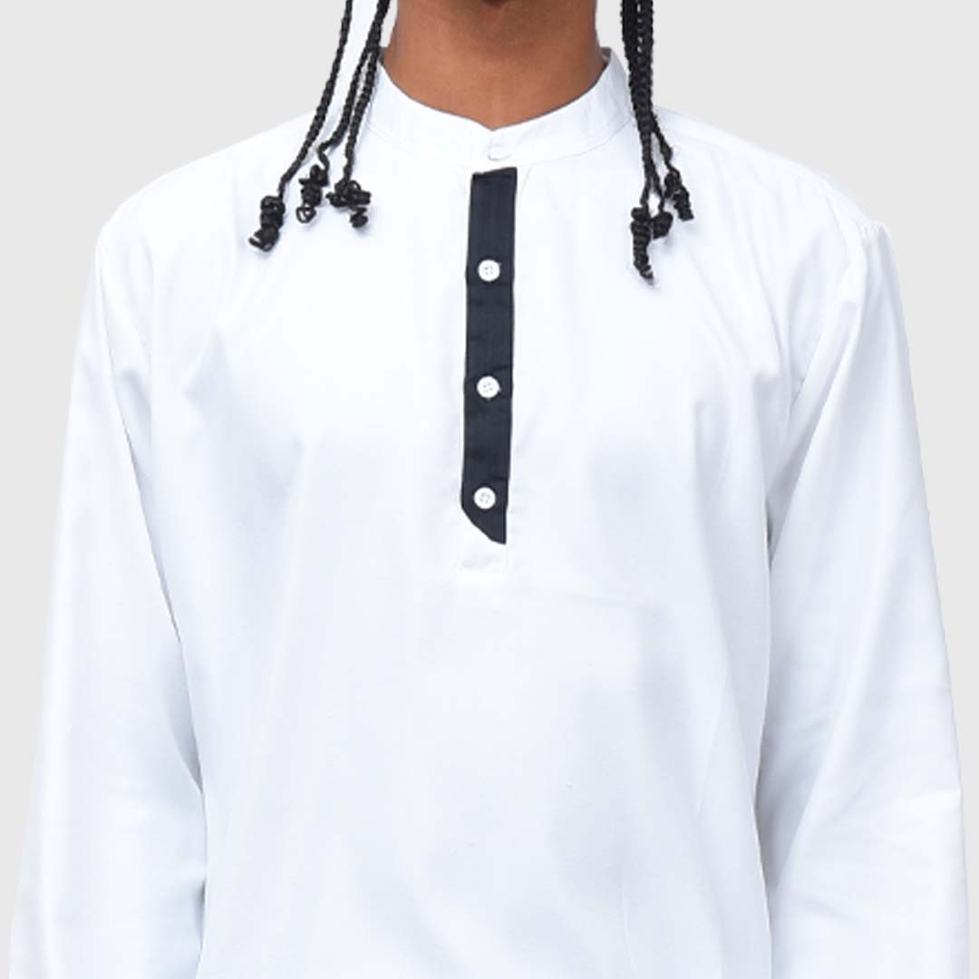 KS183 White Ghasna Kurta Shirt