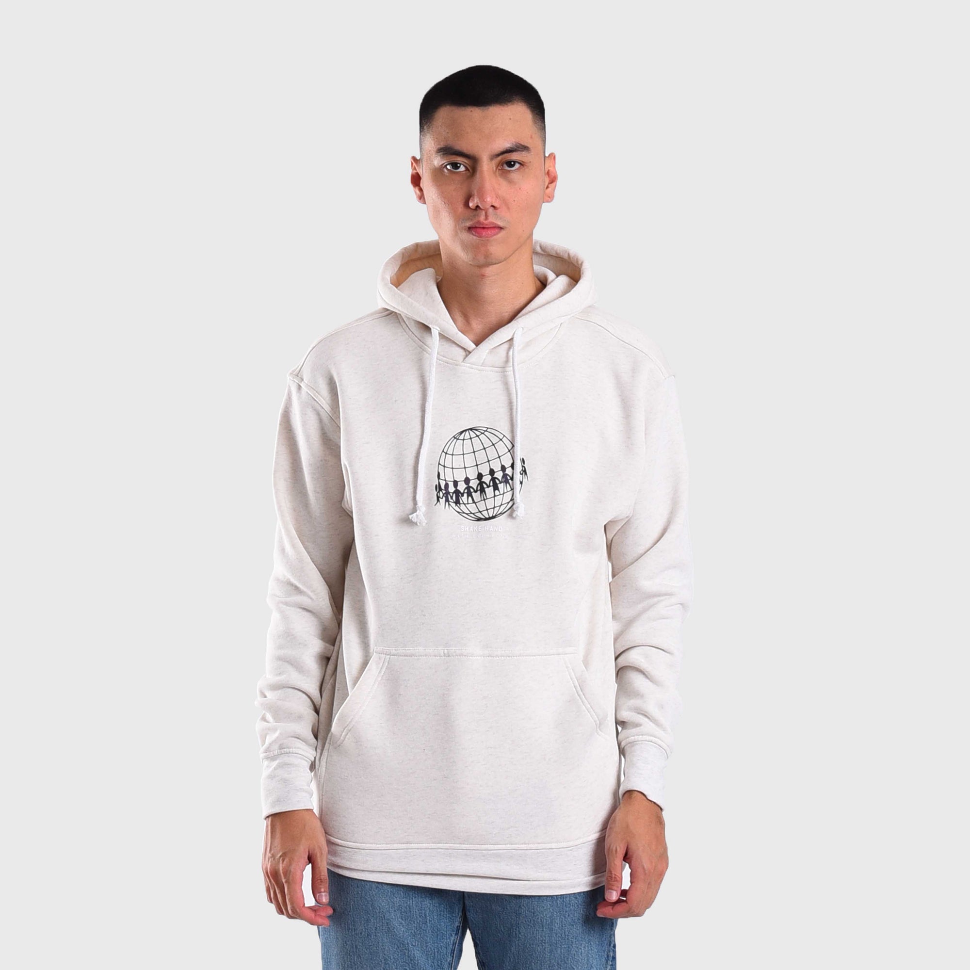 H989 White Shake Hand Hoodie