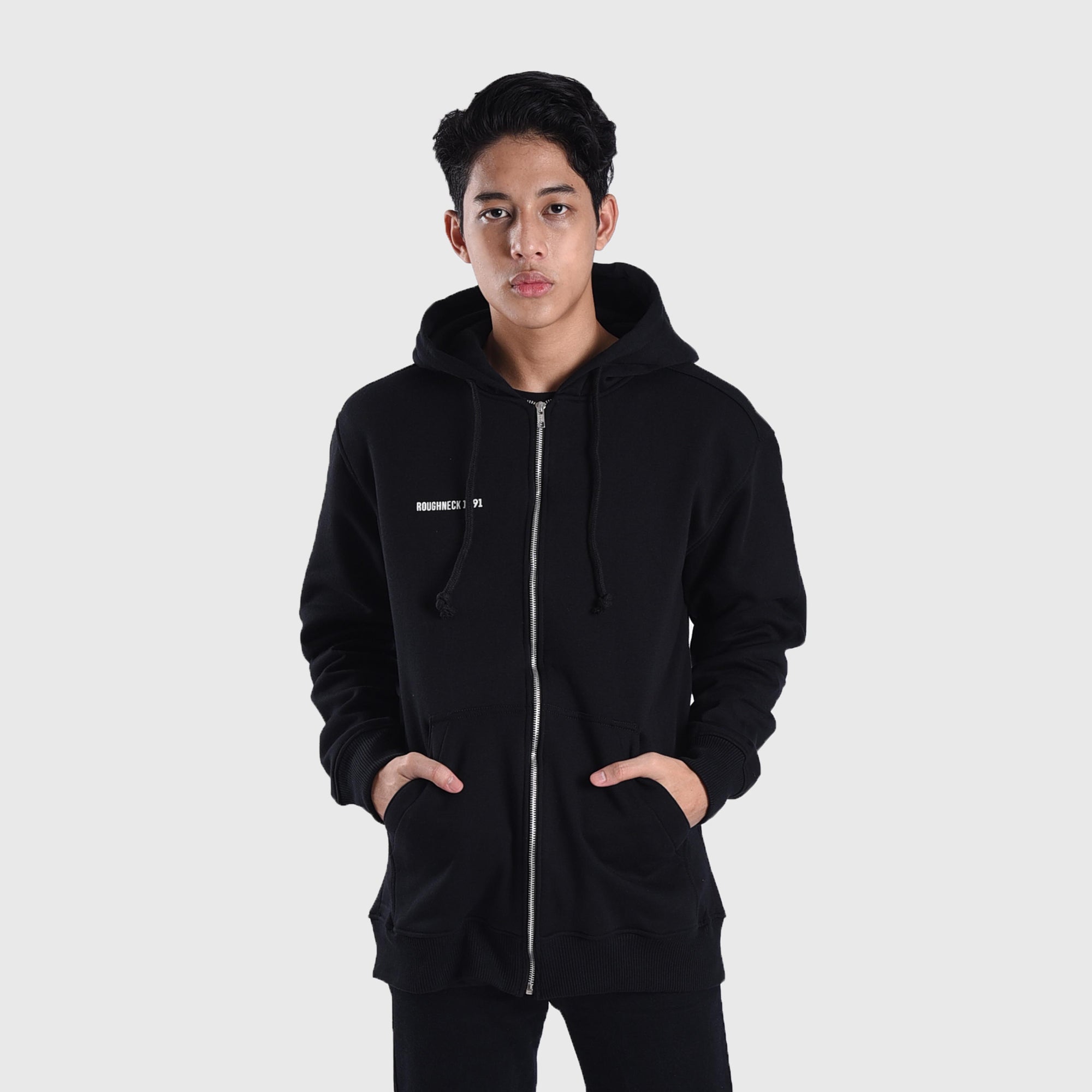 HZ005 Black 1991 White Zipper Hoodie