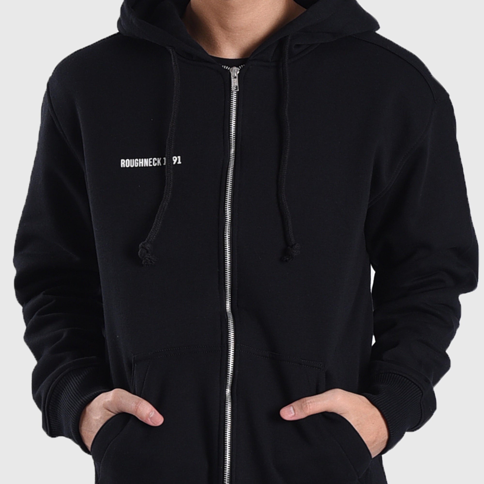 HZ005 Black 1991 White Zipper Hoodie