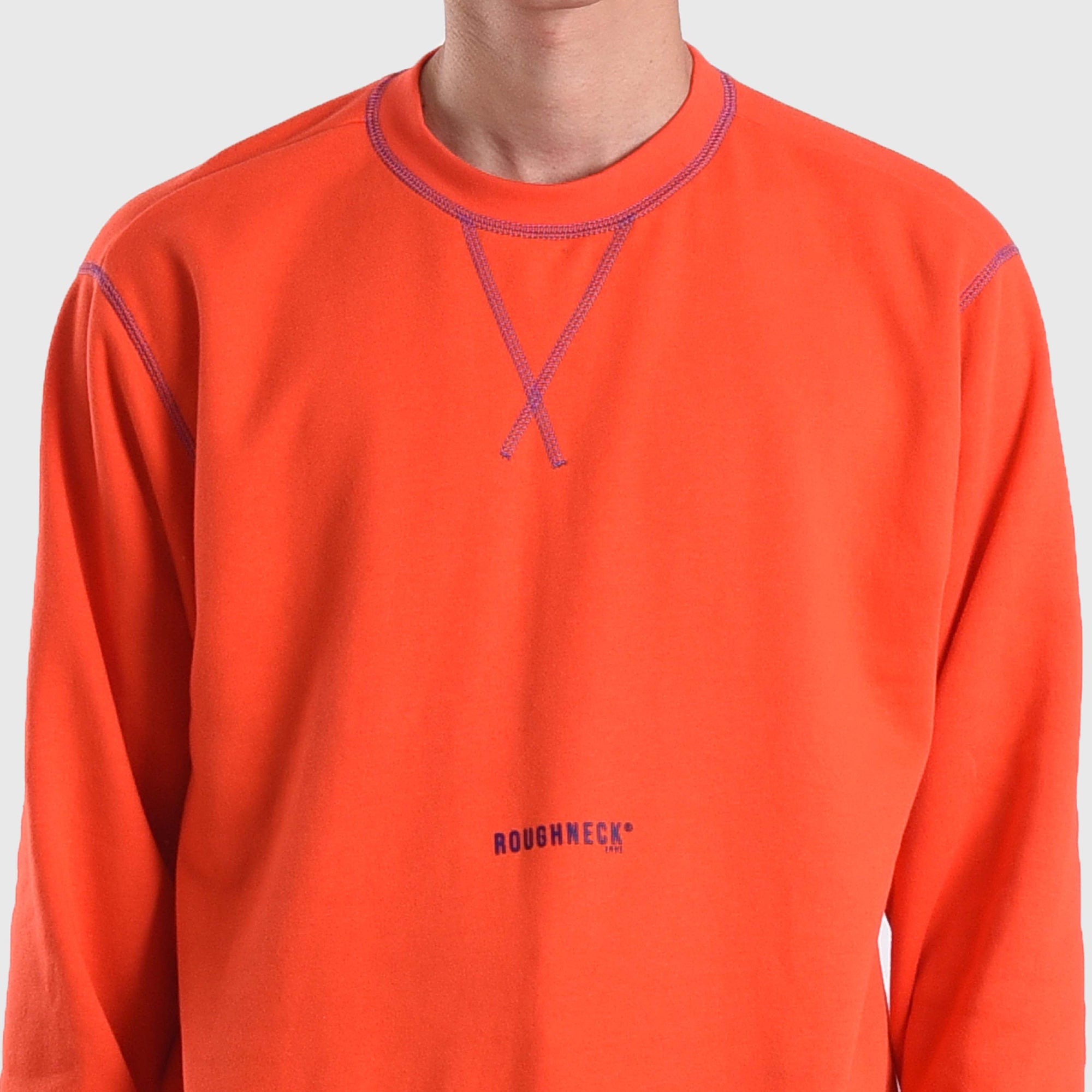 SS448 Orange Contrast Stitch Crewneck