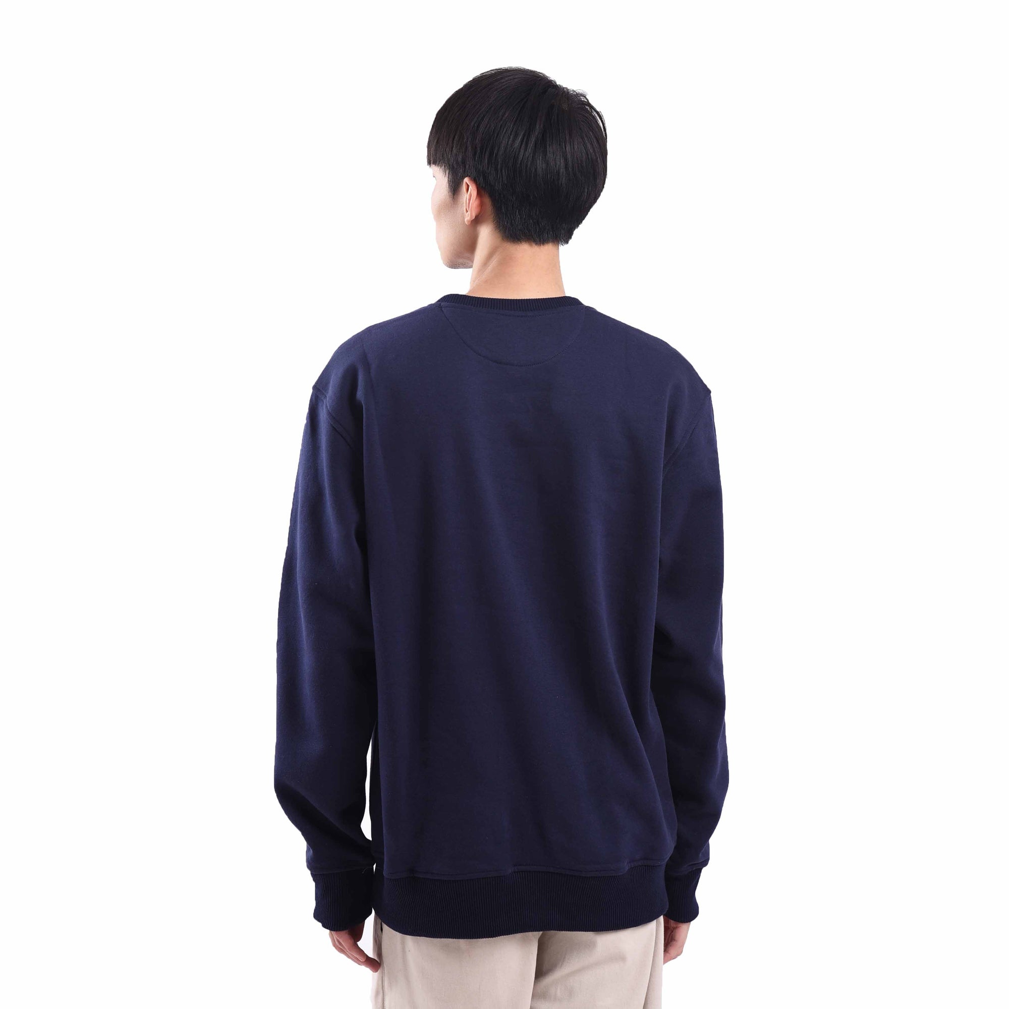 SS035 Navy Sig White Sweatshirt