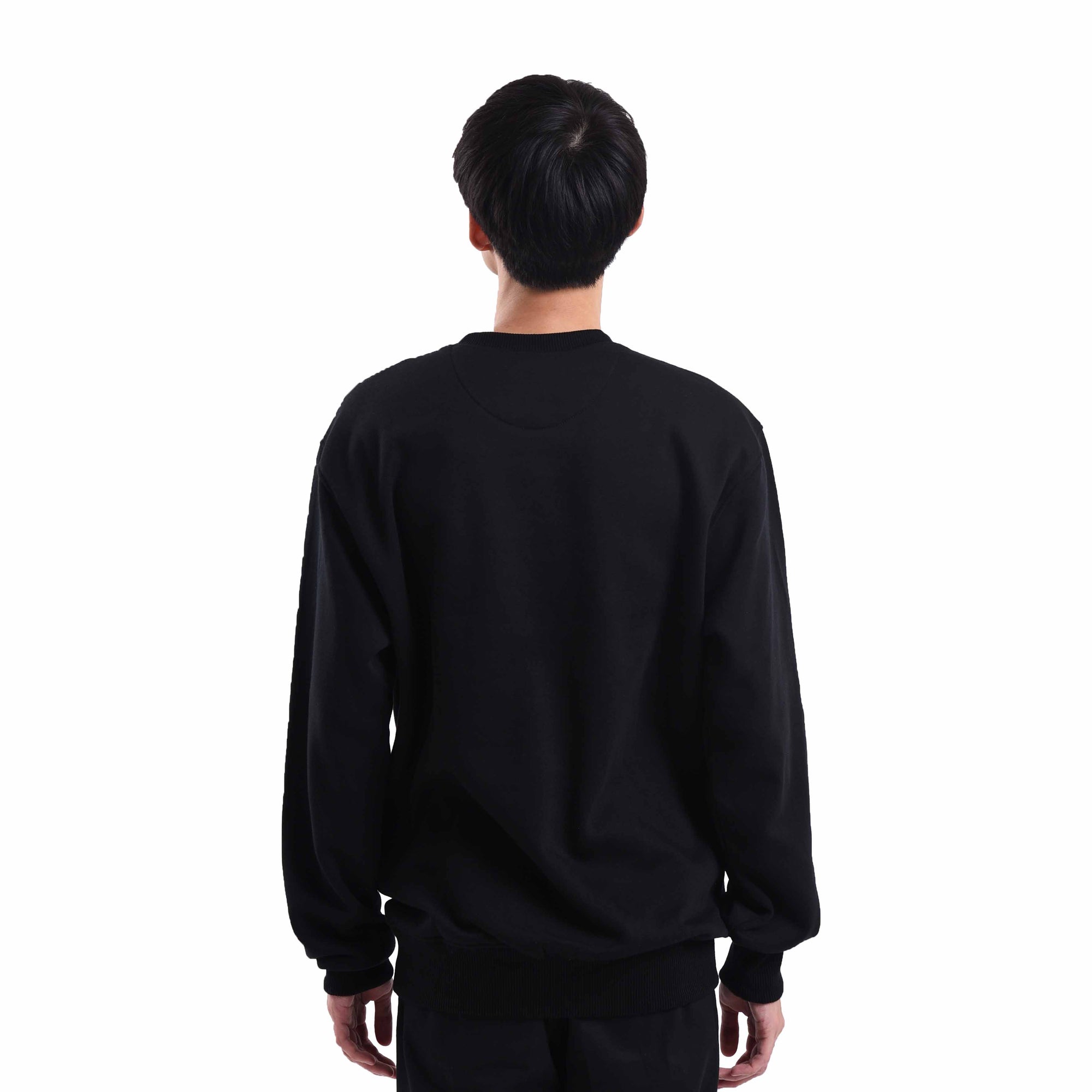 SS058 Black Small Sig White Crewneck