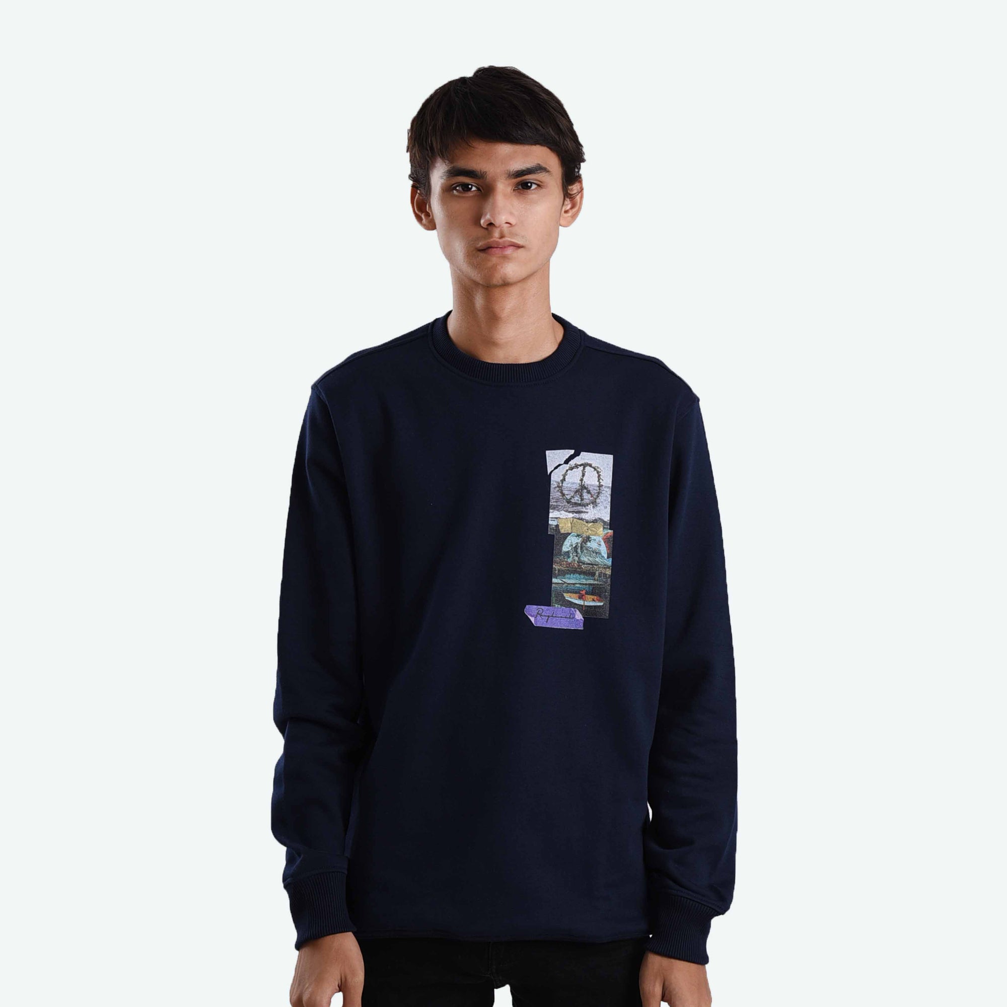 SS236 Navy Hand That Peace Crewneck