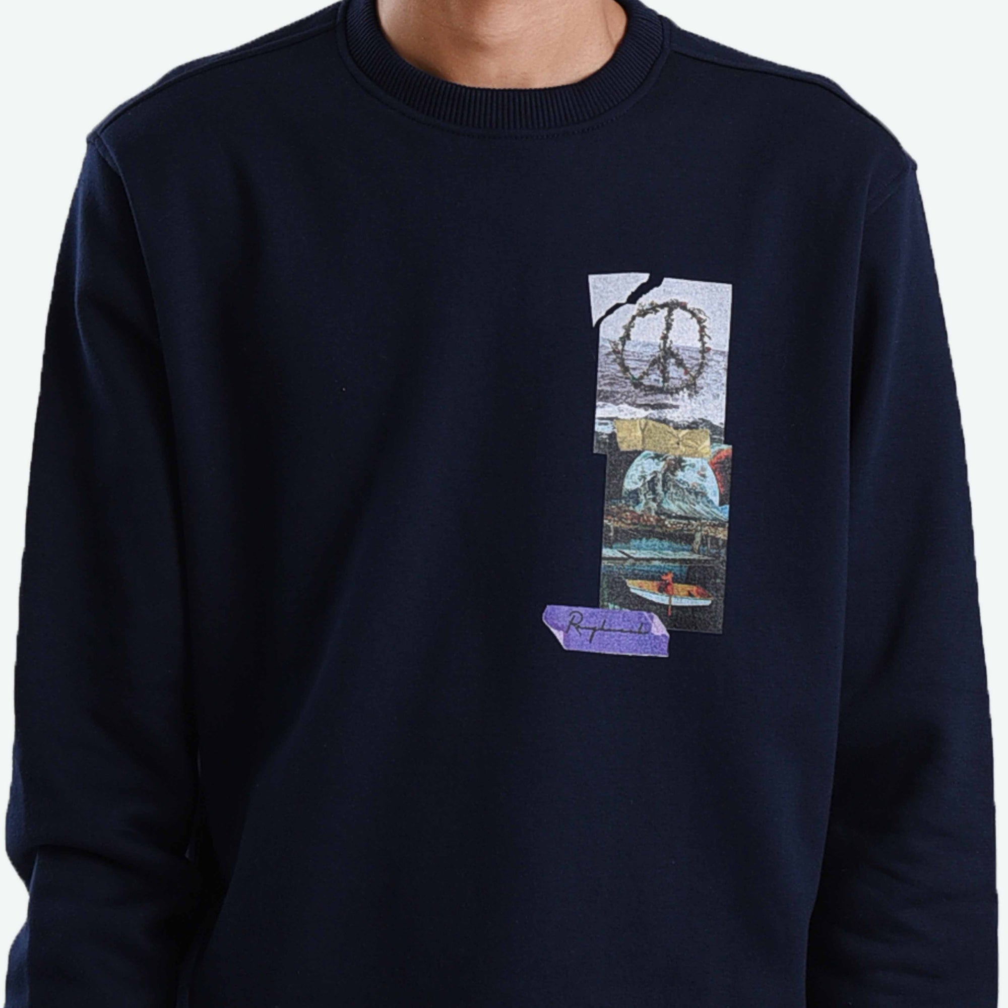 SS236 Navy Hand That Peace Crewneck