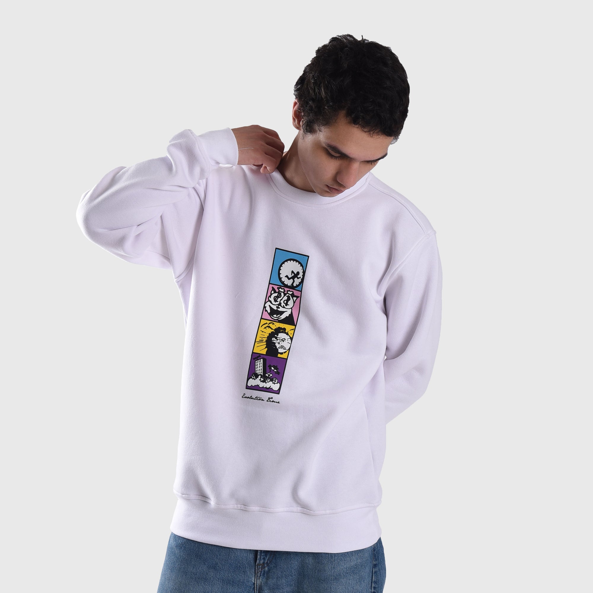 SS399 Evolution Time White Crewneck