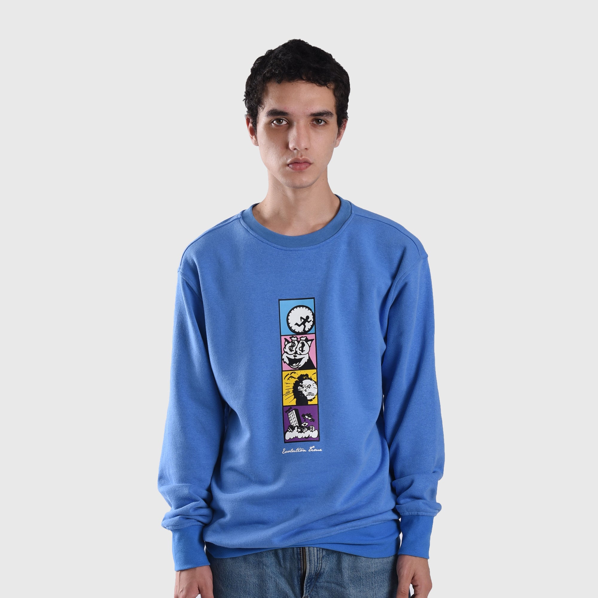 SS400 Evolution Time Blue Crewneck