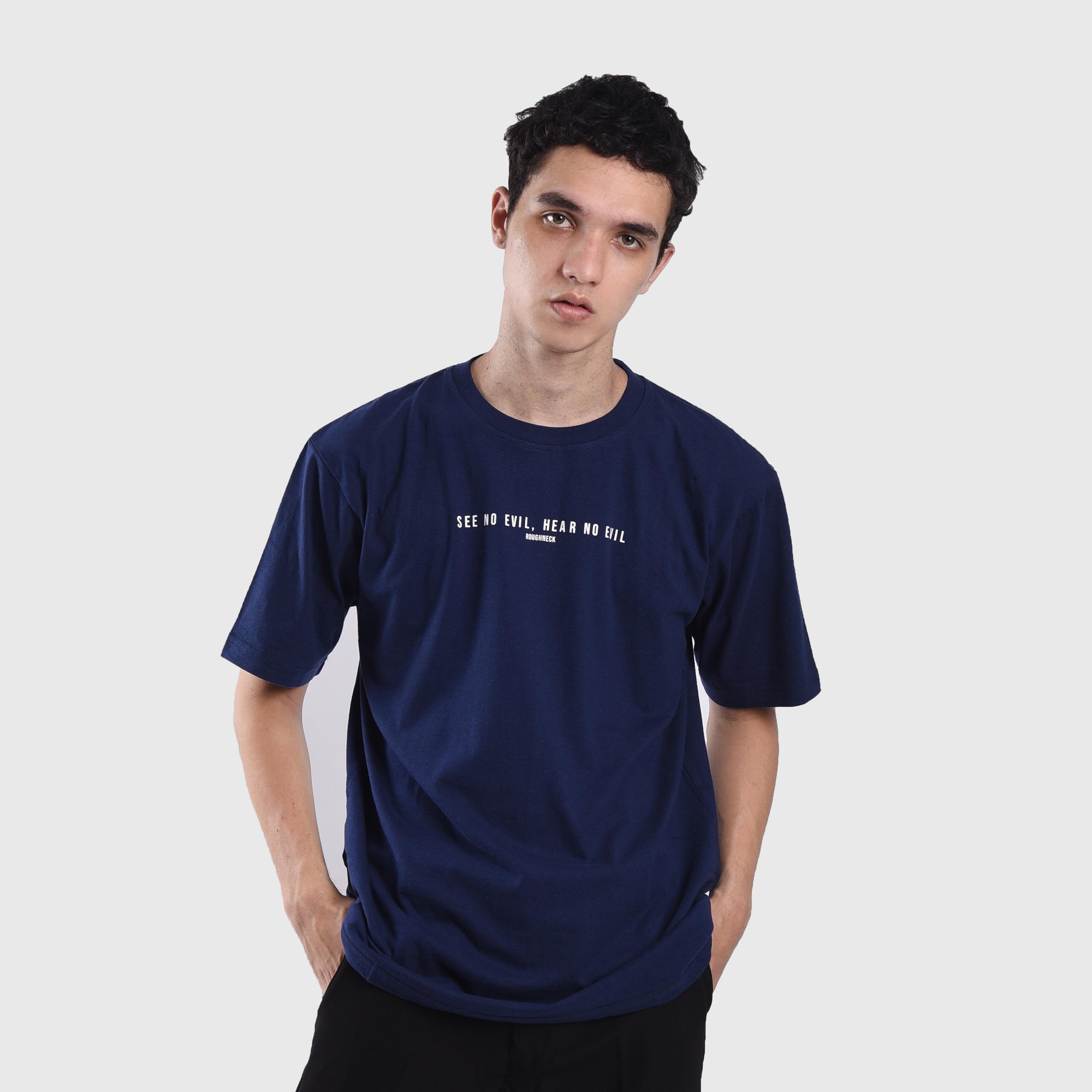 T049 Navy See No Evil Tshirt