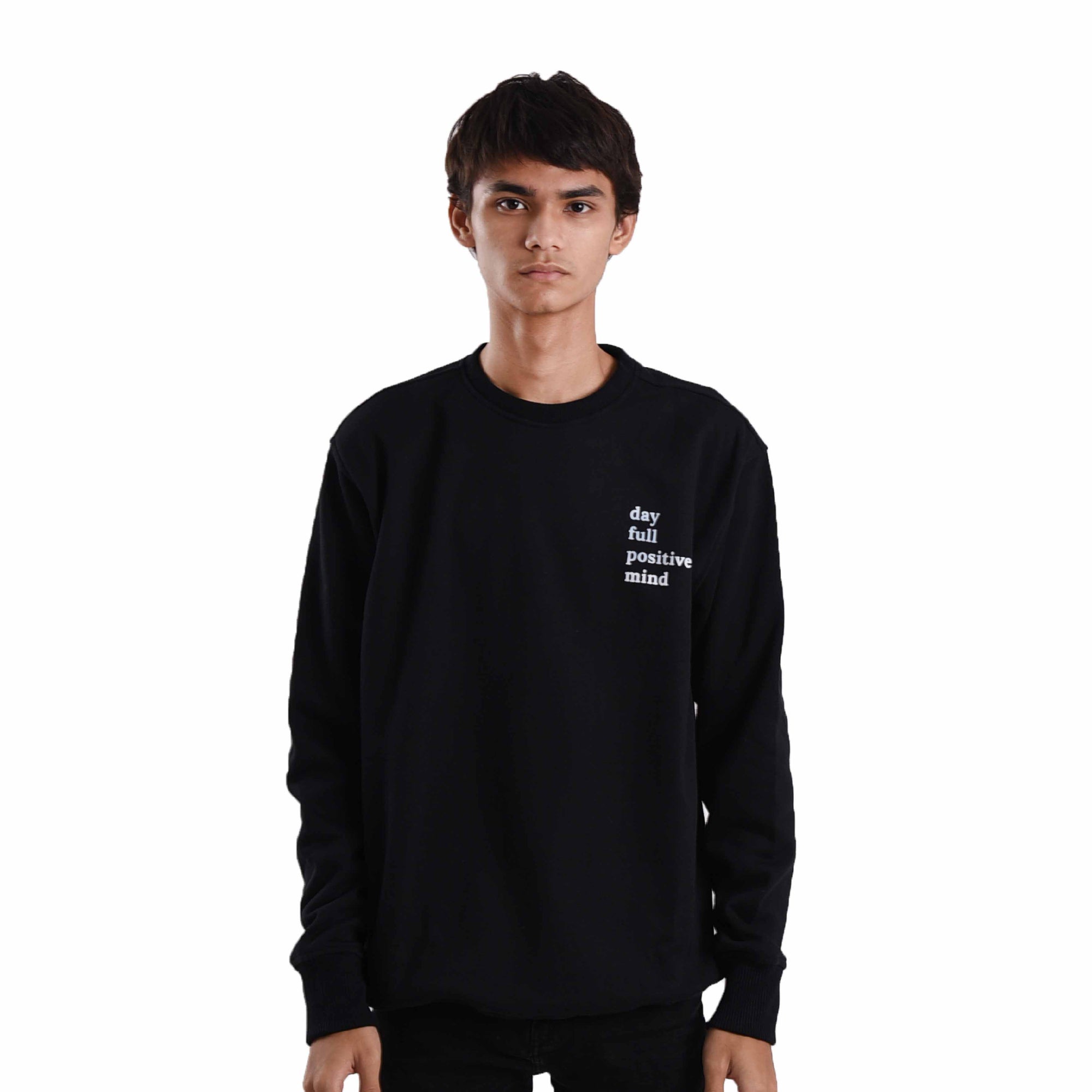 SS329 Black Full Positive Mind Crewneck