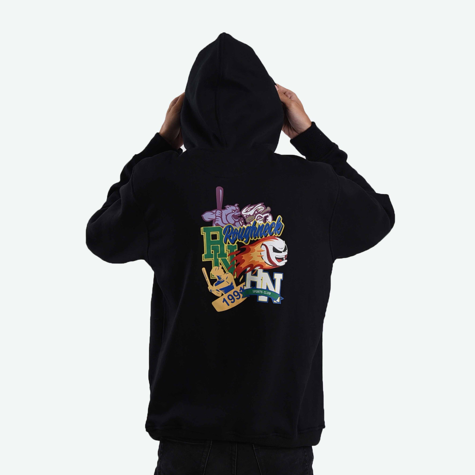 H856 Black Anger Baseball Hoodie