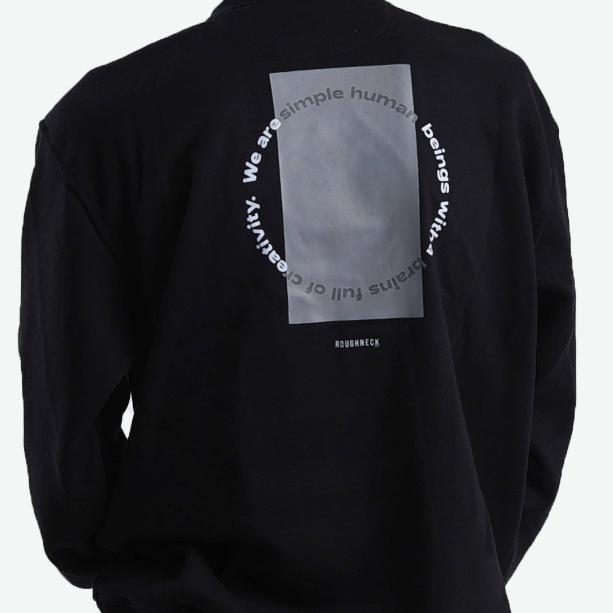 SS327 Black Simple Human Crewneck