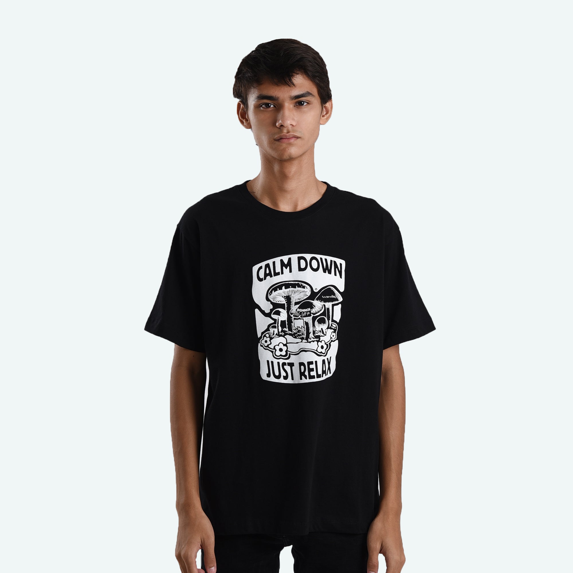 T250 Calm Down Just Relax Black Tshirt