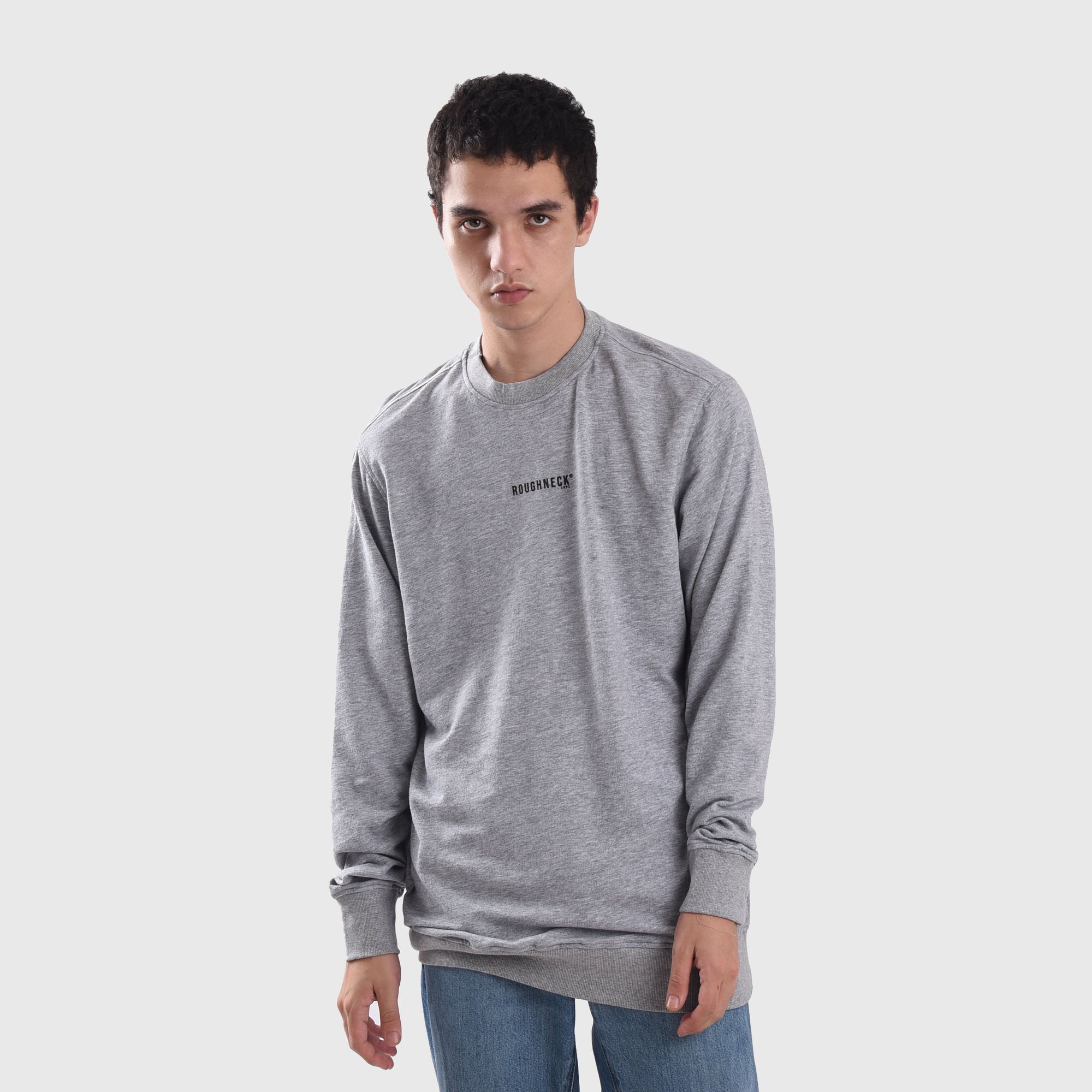 CT004 Misty Grey Mini Sig Black Crewneck