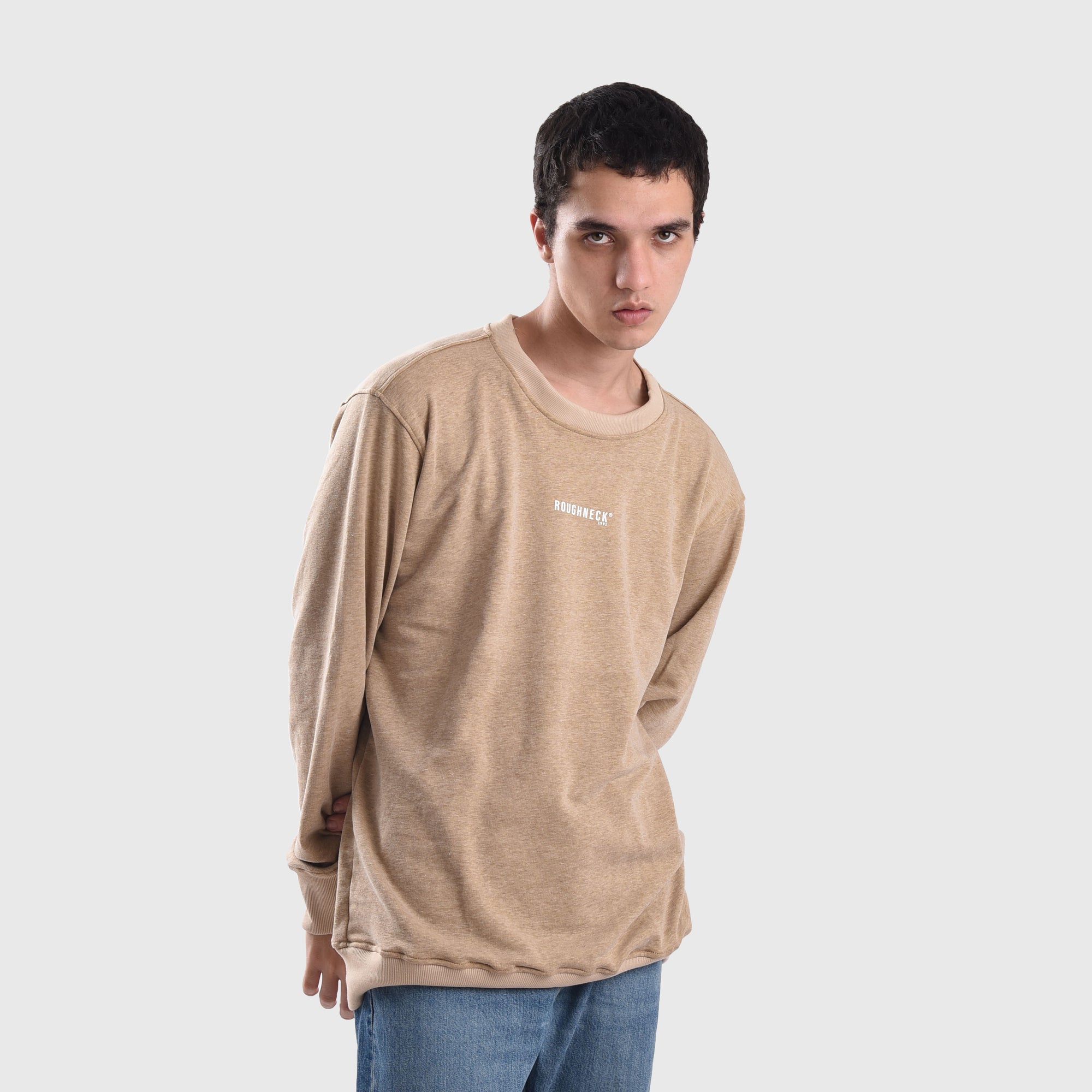 CT022 Mocca Mini Sig White Crewneck