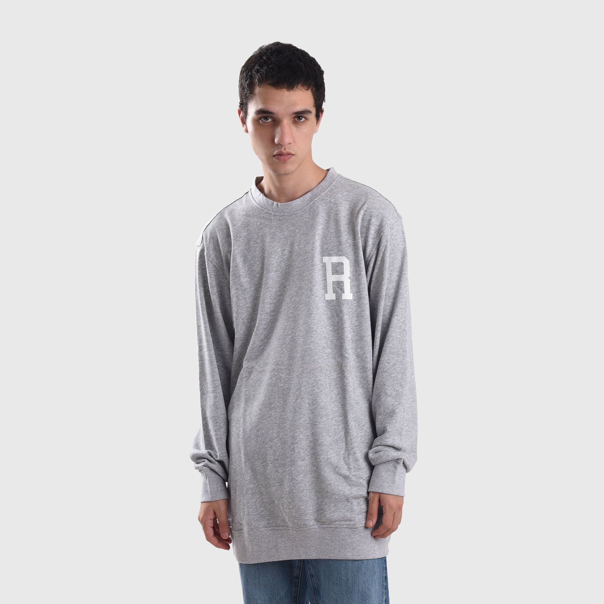 CT023 Grey Sig R White Crewneck