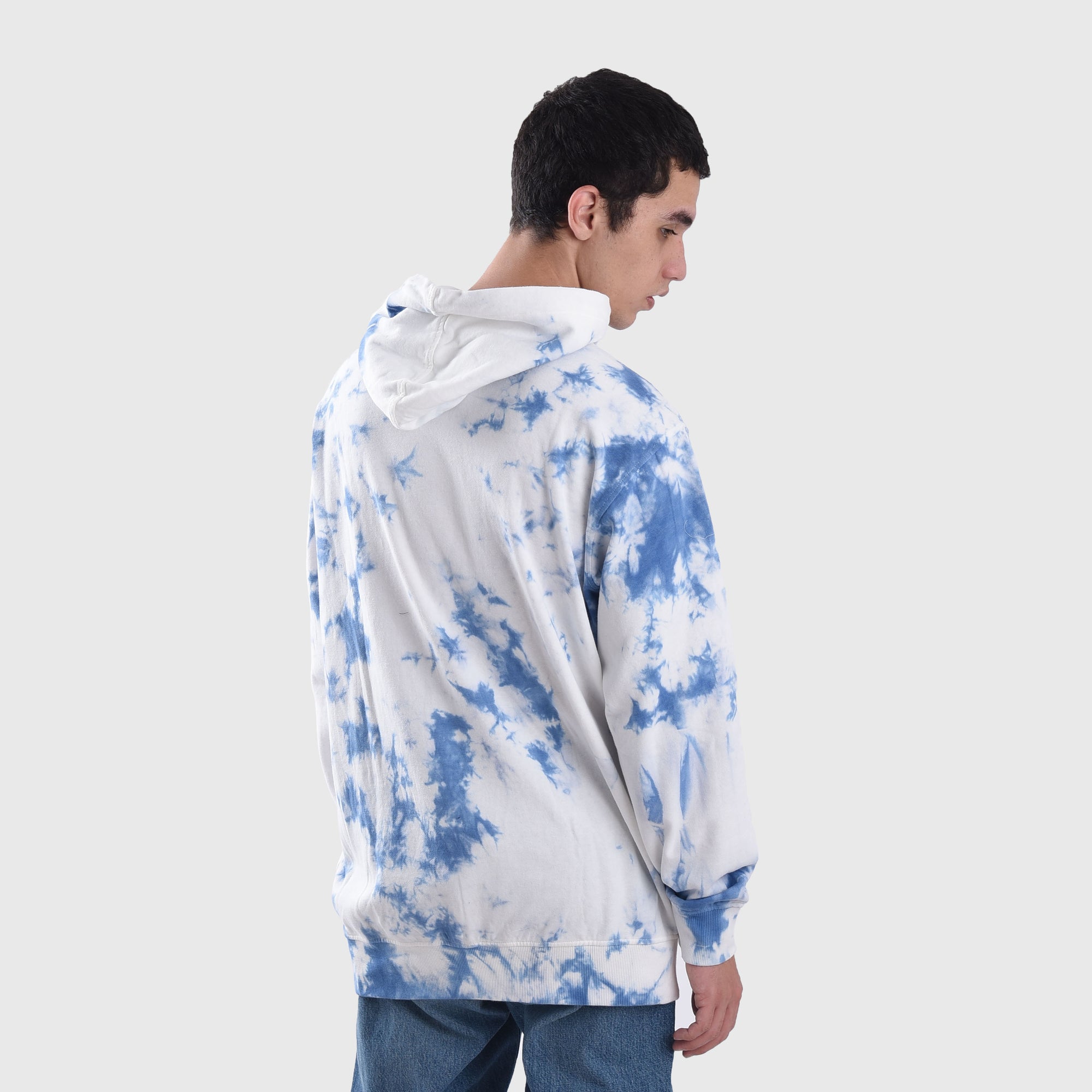 HD039 Sea Blue Sig White Tiedye Hoodie