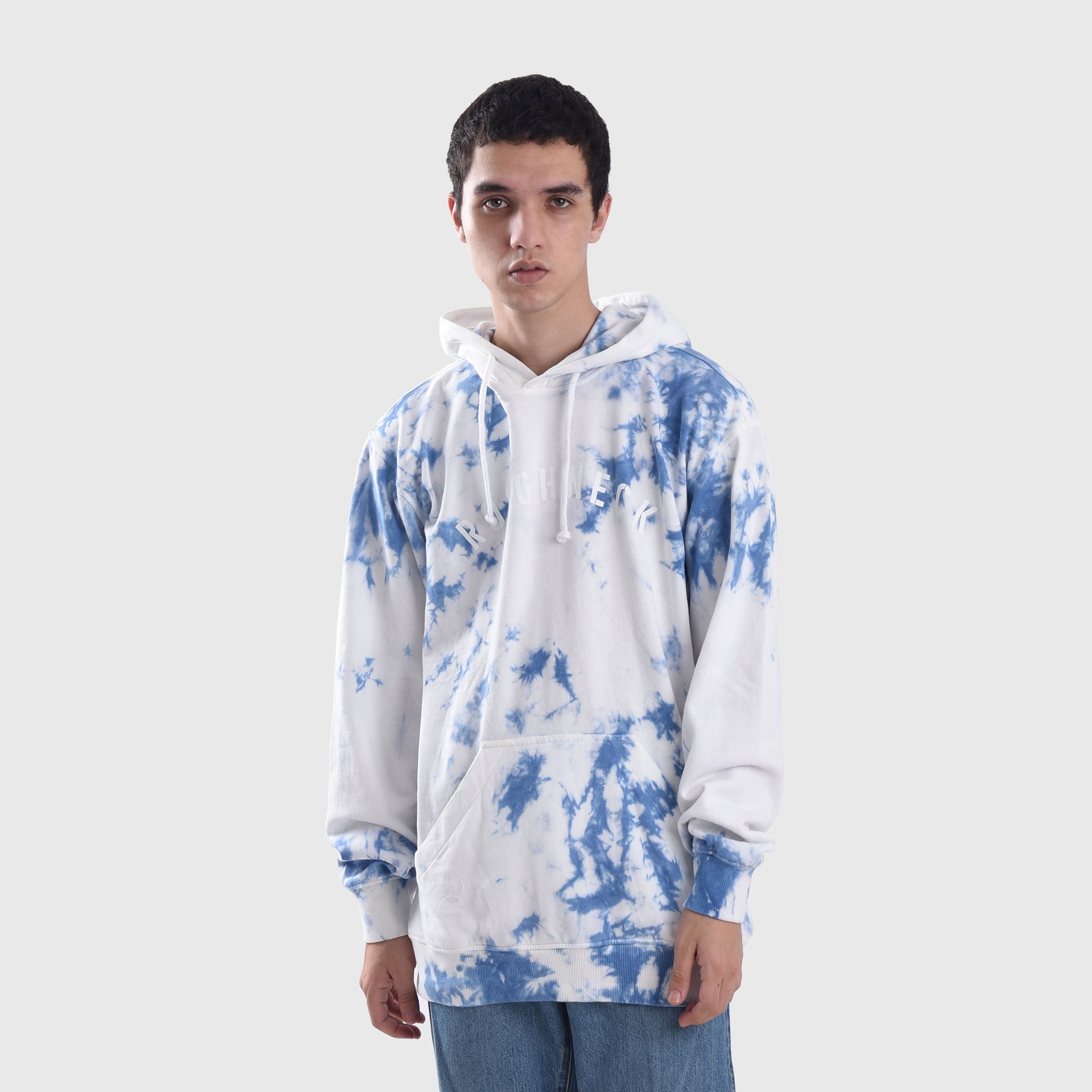 HD039 Sea Blue Sig White Tiedye Hoodie