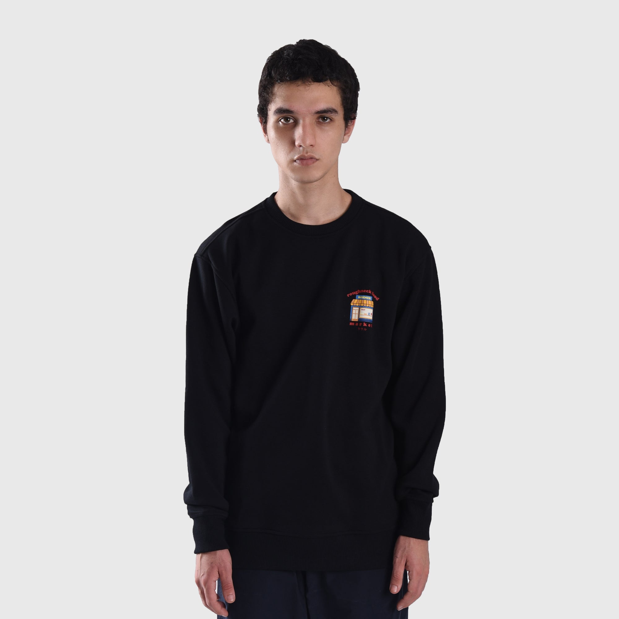 SS420 Black Food Market Crewneck