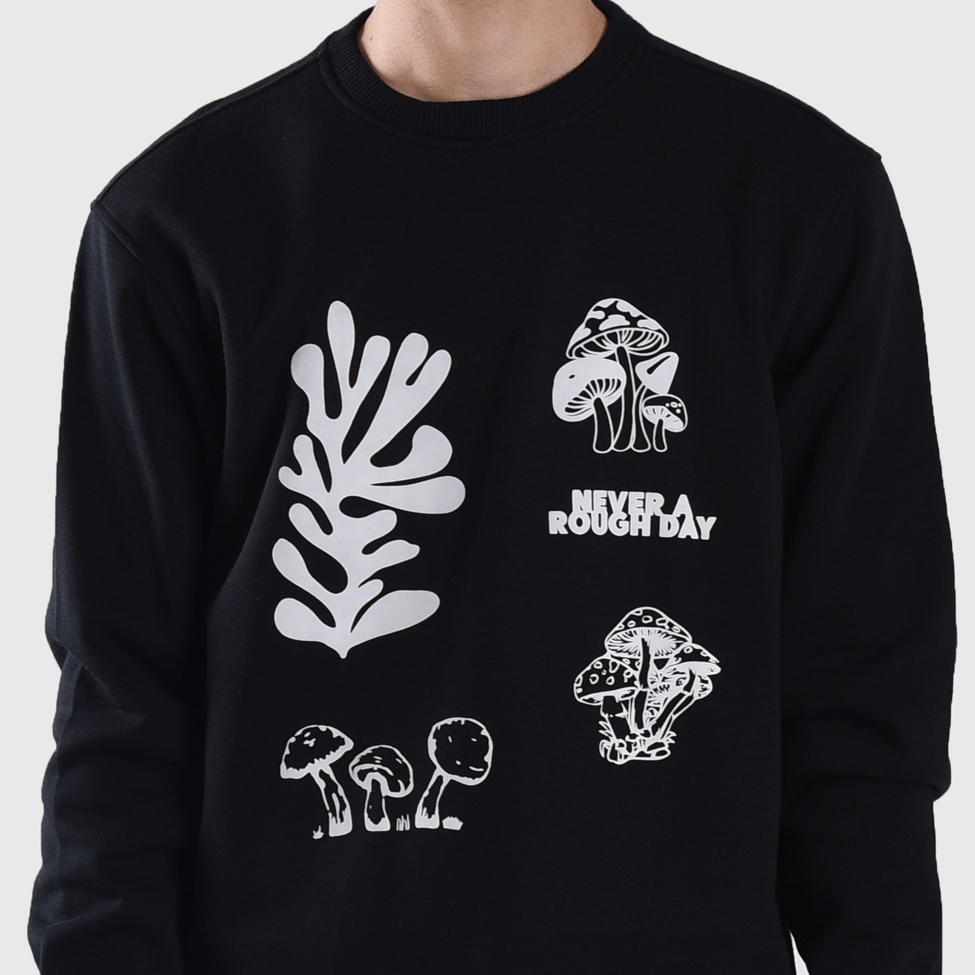 SS432 Black Mushroom Day Crewneck