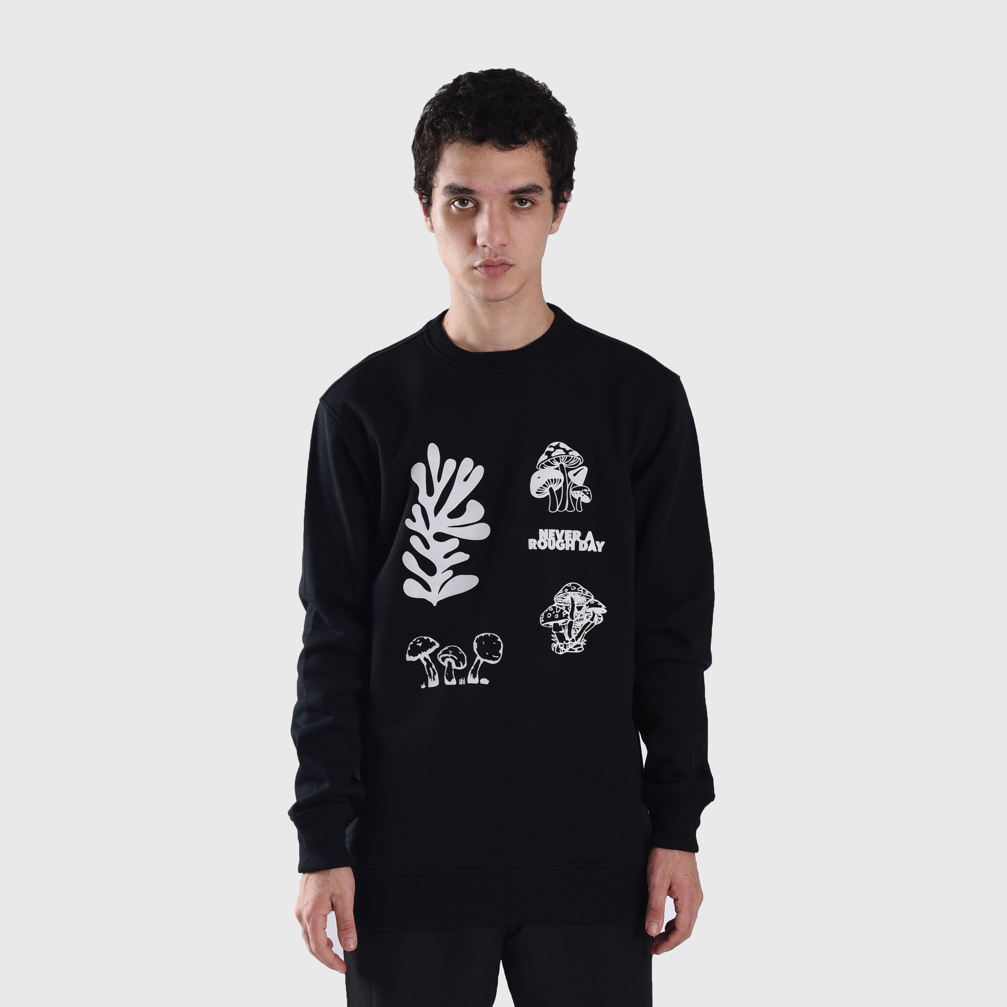 SS432 Black Mushroom Day Crewneck