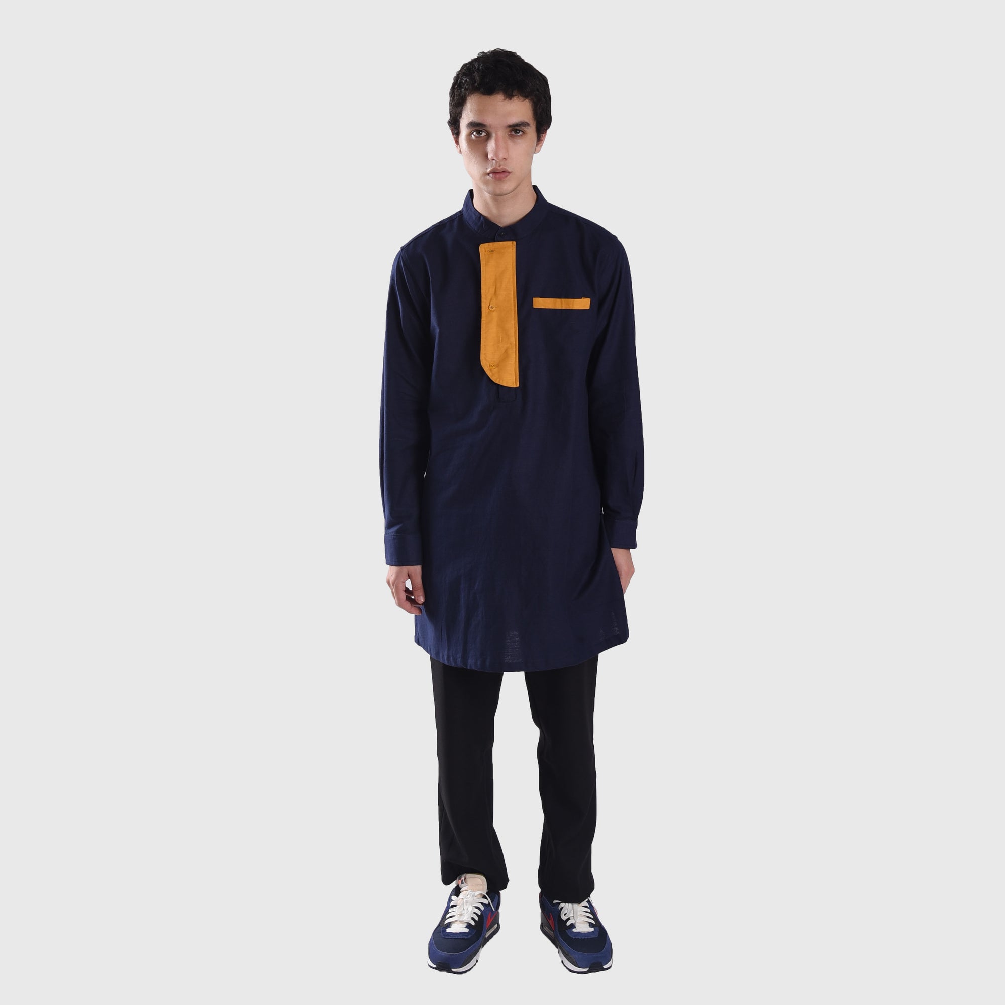 KS158 Navy Sannar Kurta Shirt