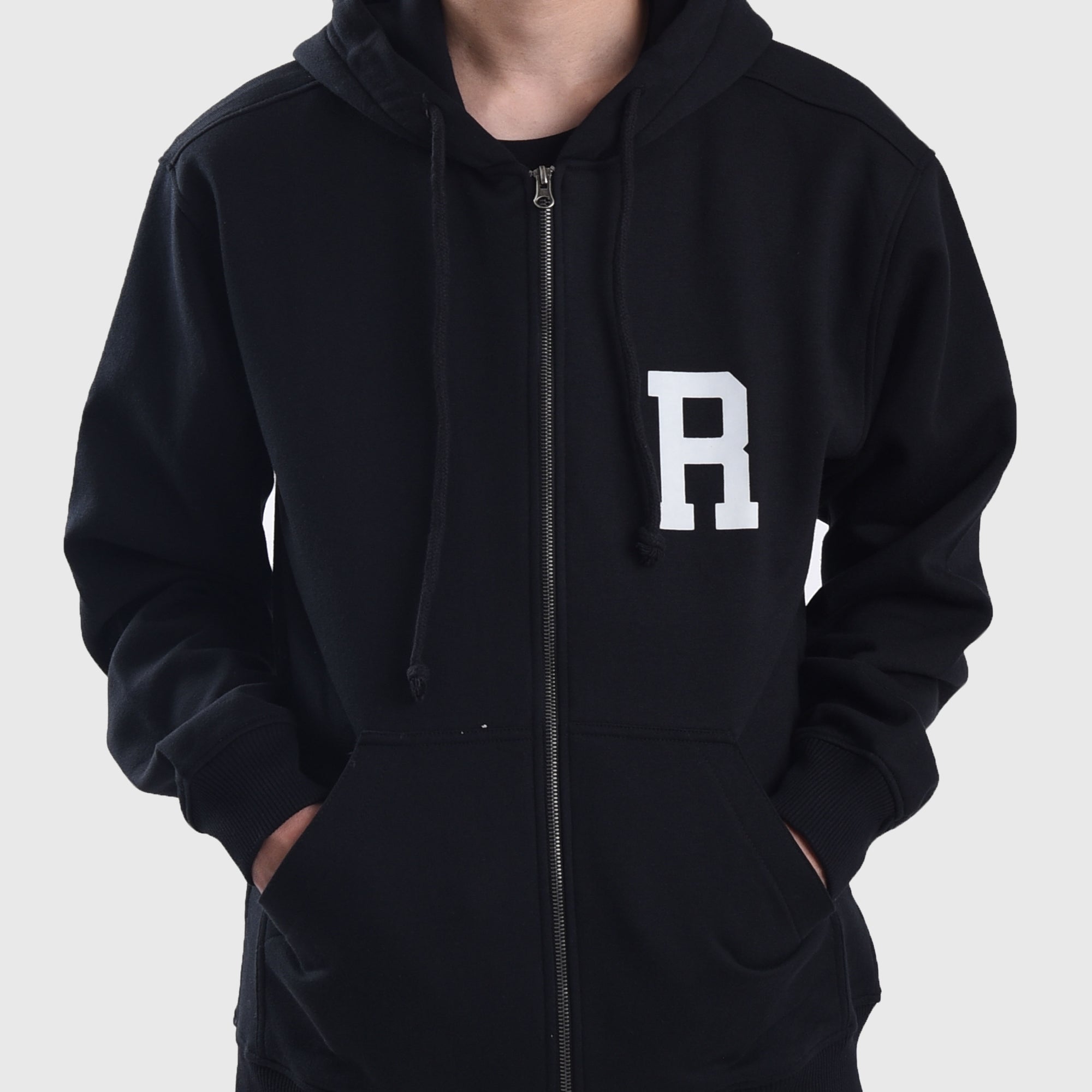 HZ012 Black Sig R Zipper Hoodie