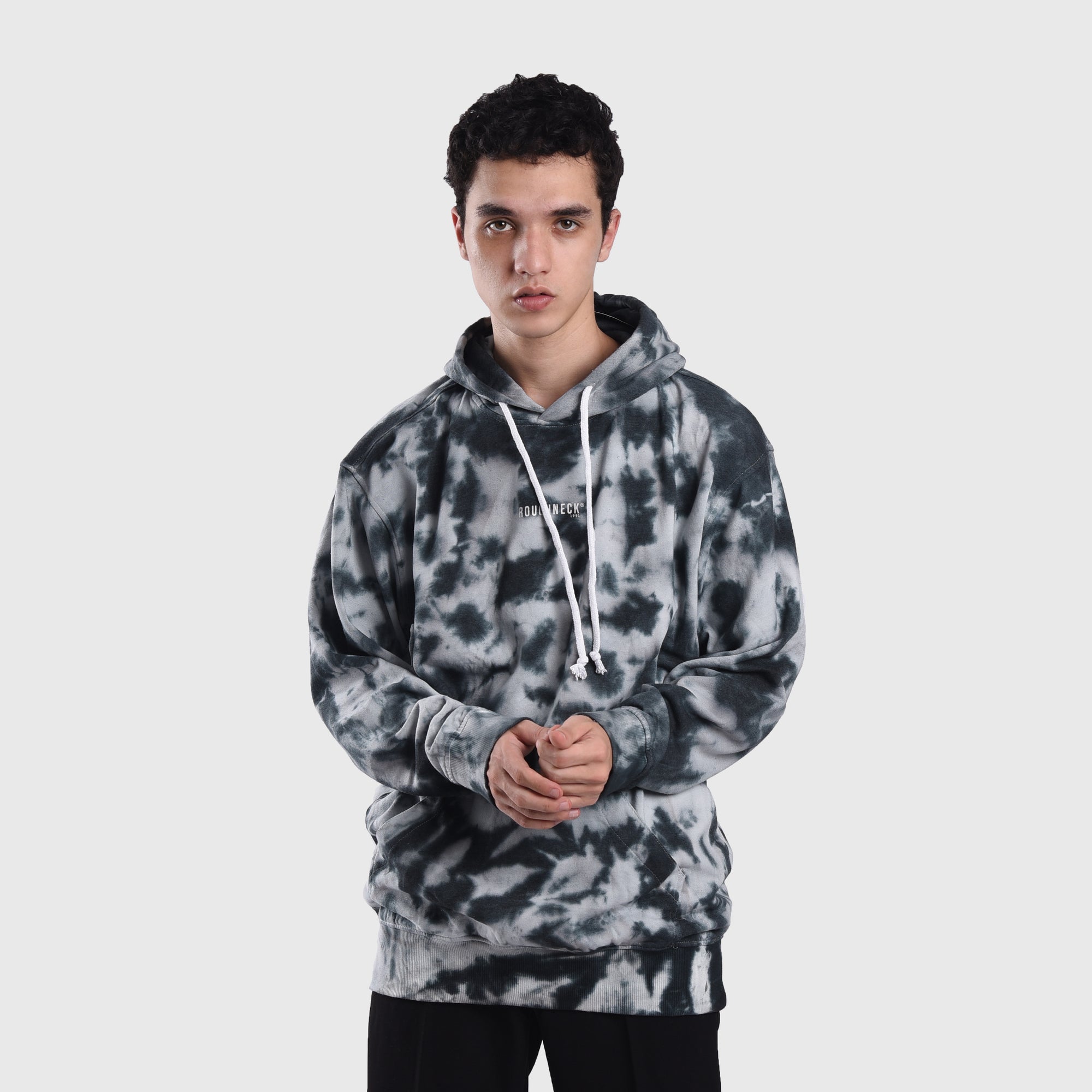 HD086 Smoke Mini Sig Black Tiedye Hoodie