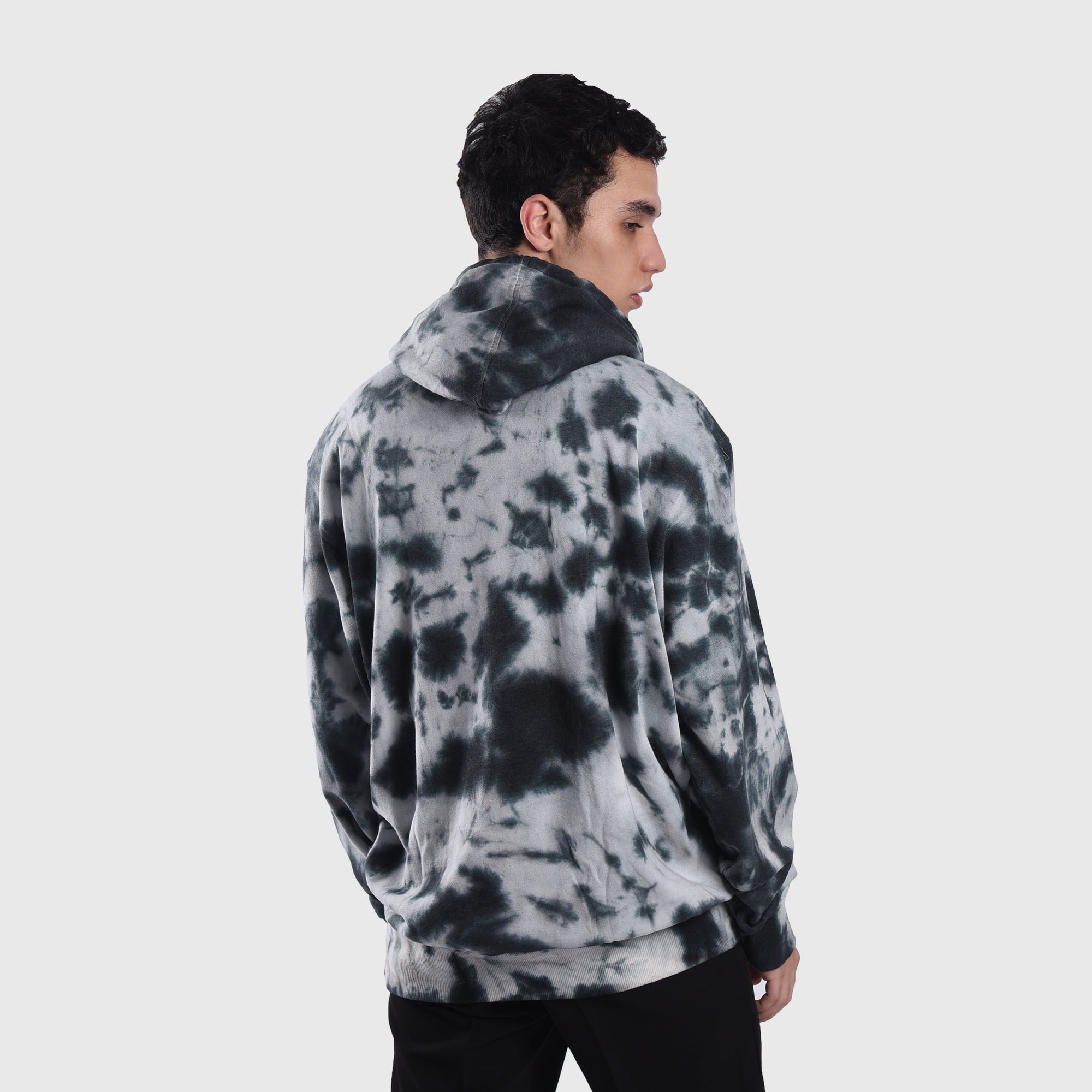 HD086 Smoke Mini Sig Black Tiedye Hoodie