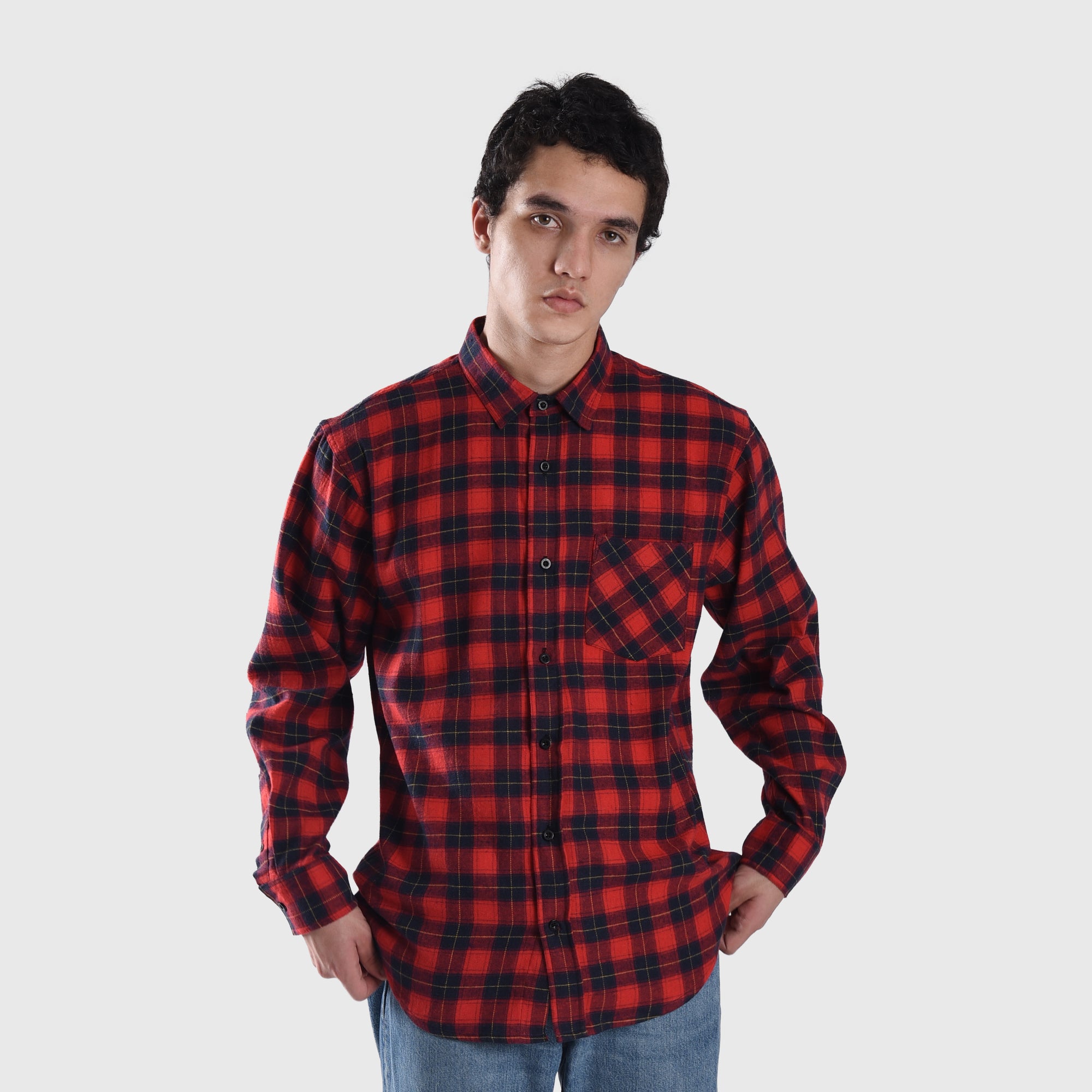 FS052 Red Chest Flannel Shirt