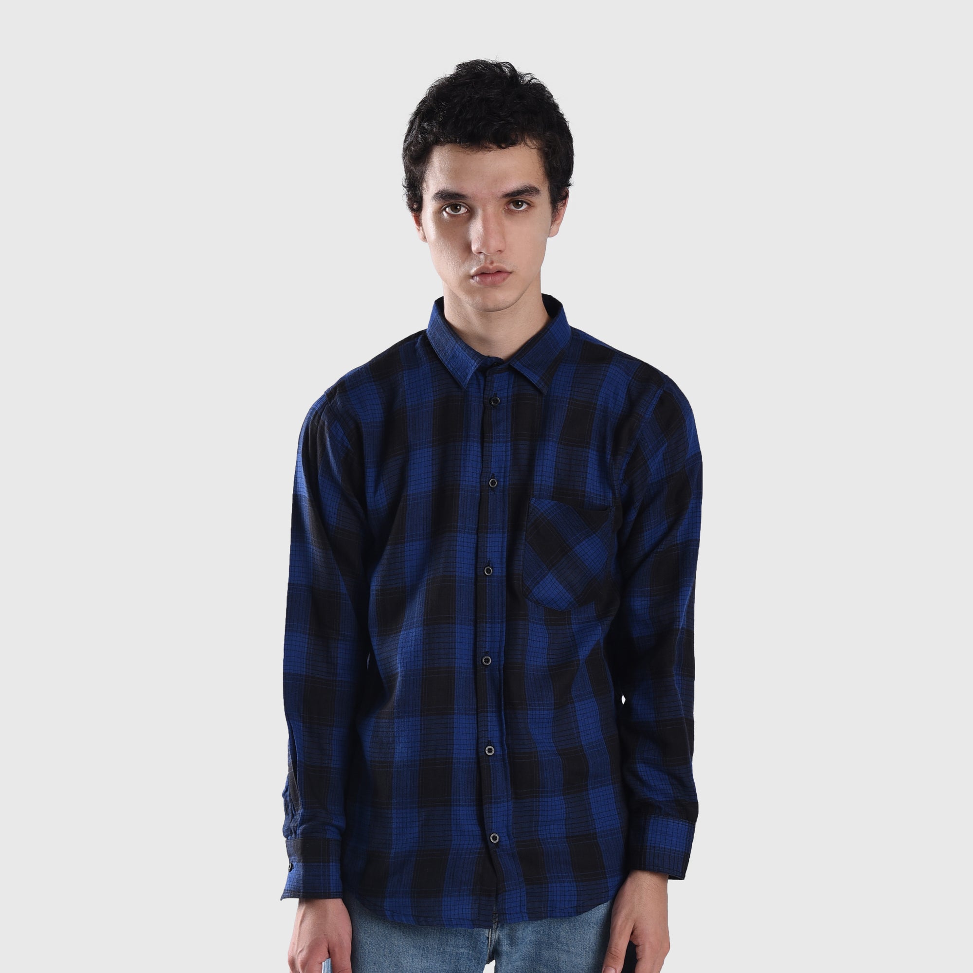 FS058 Blue Stripes Flannel Shirt