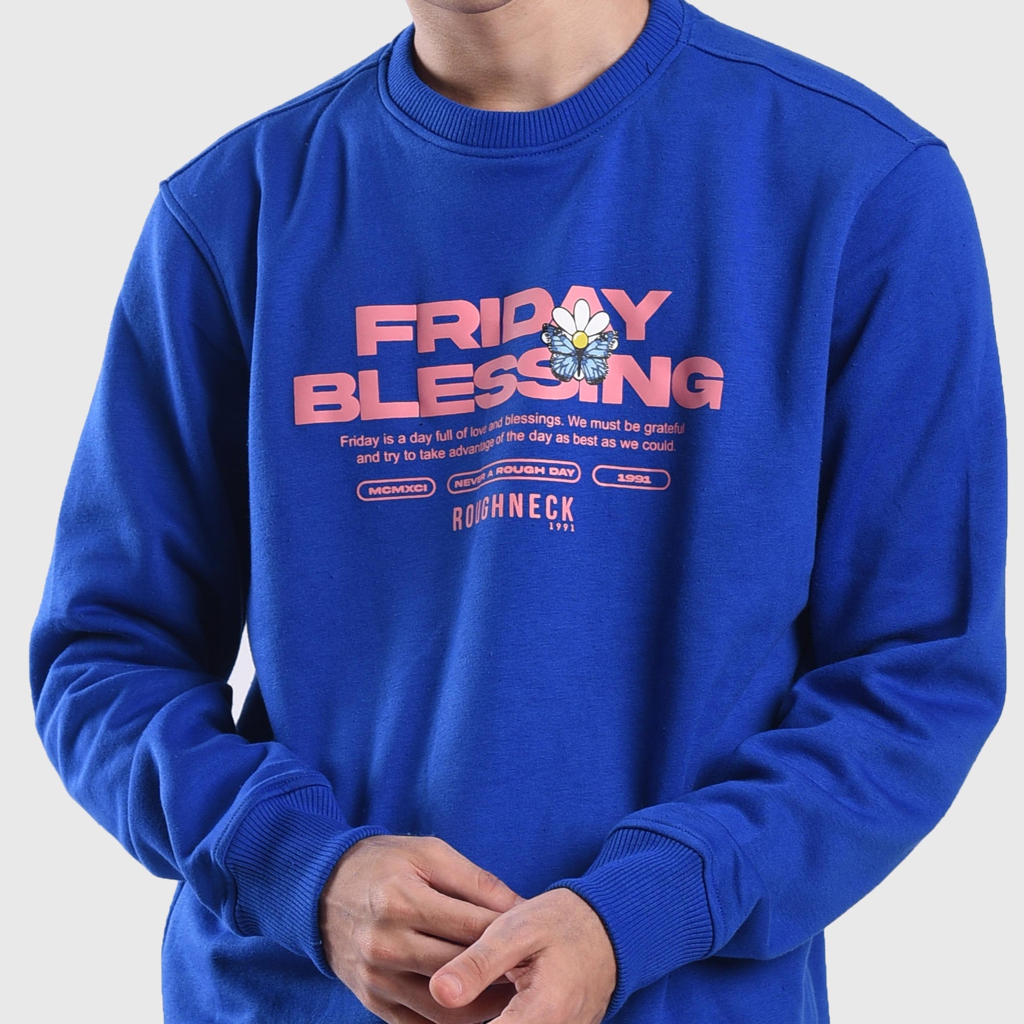 SS520 Oxford Blue Friday Blessing Crewneck