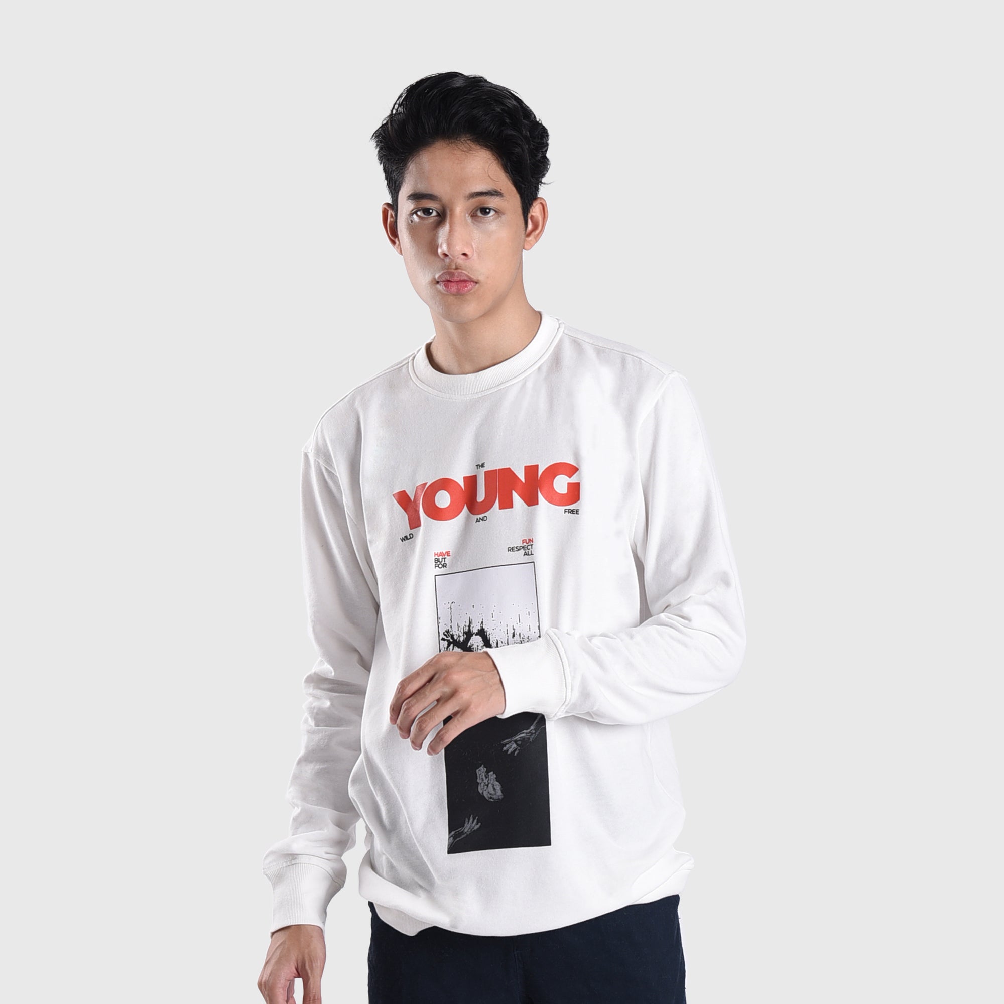 SS471 White Young Respect Crewneck