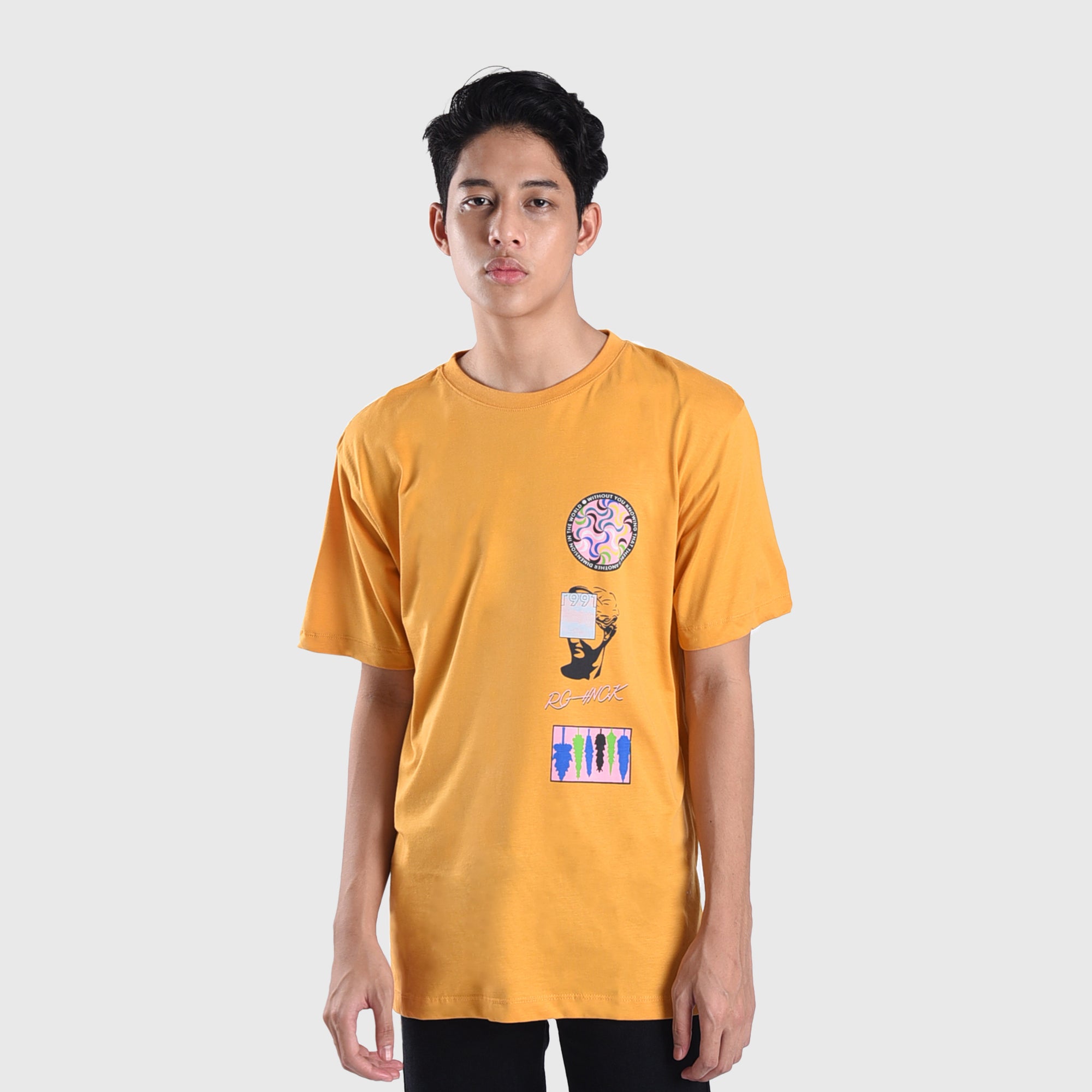 T264 1991 New Dimension Mustard Tshirt