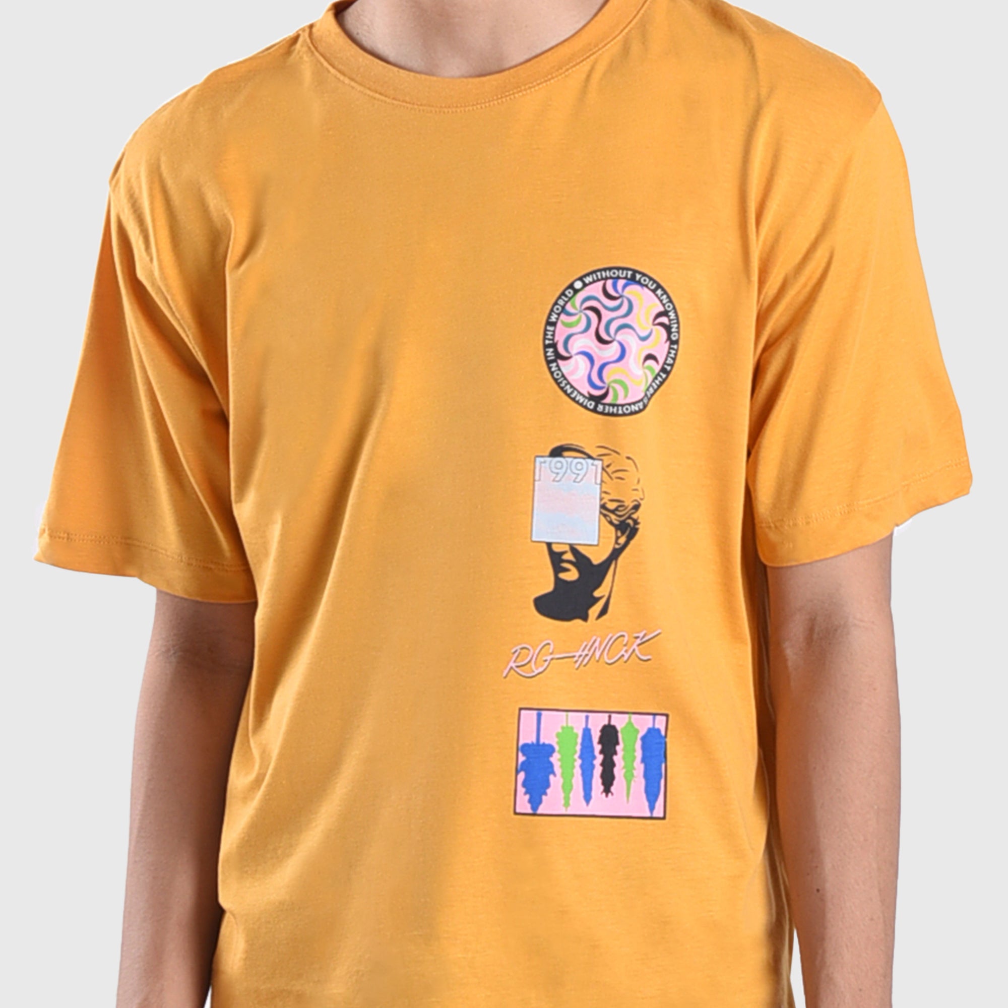 T264 1991 New Dimension Mustard Tshirt