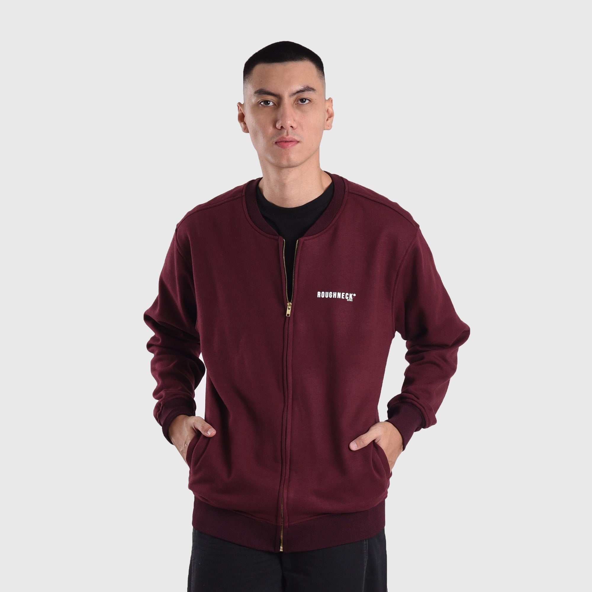 BO003 Maroon Mini Sig Bomber Jacket