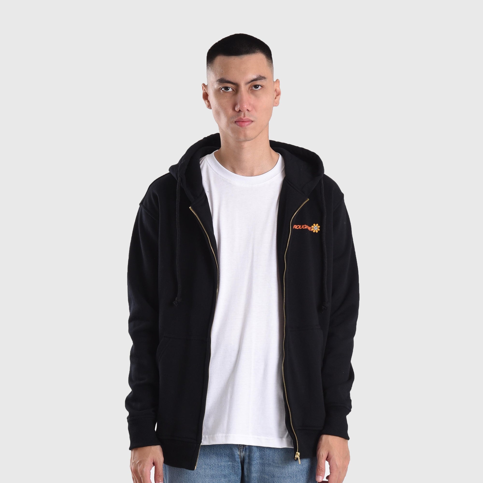 HZ026 You Find A Wave Black Zipper Hoodie