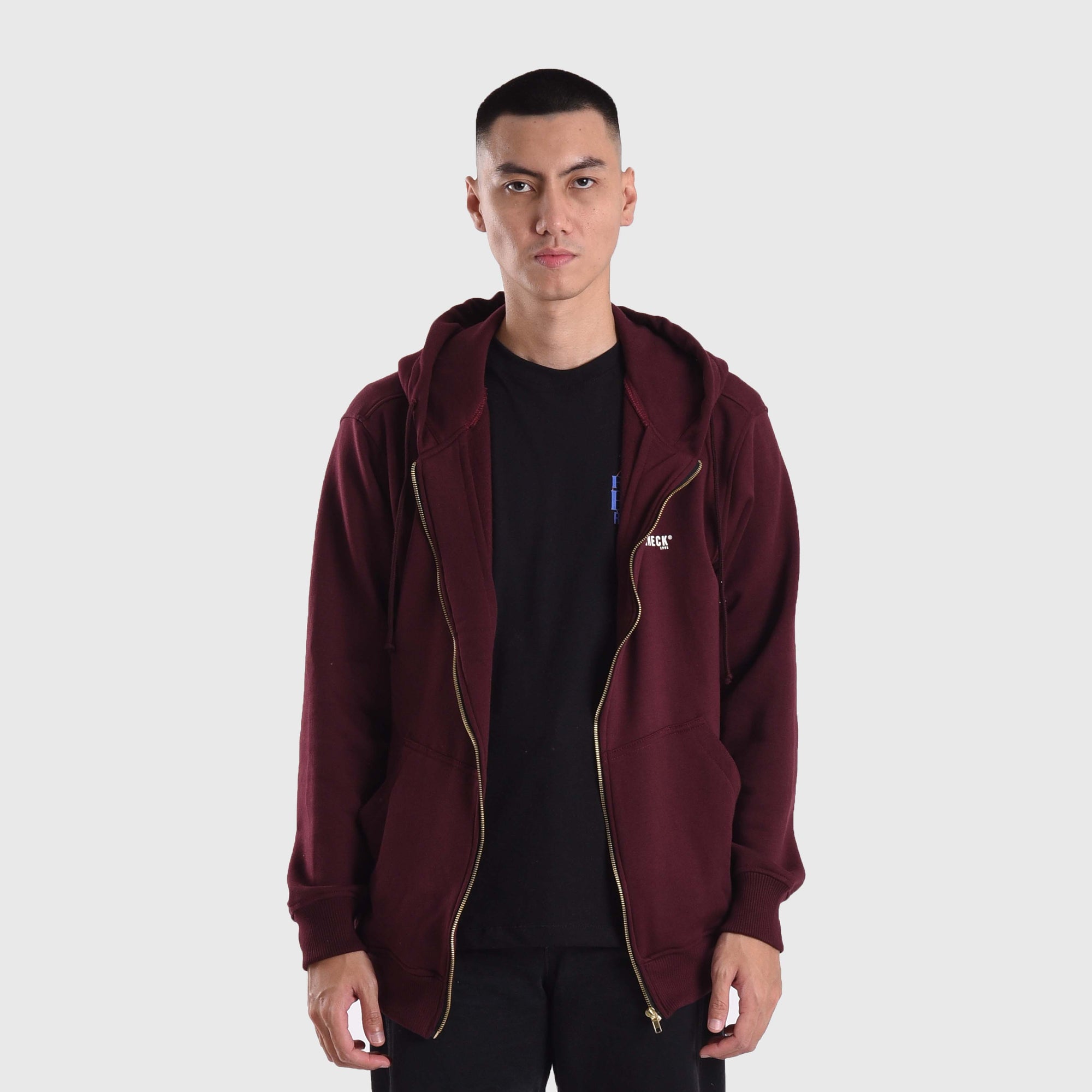 HZ023 Maroon Mini Sig White Hoodie