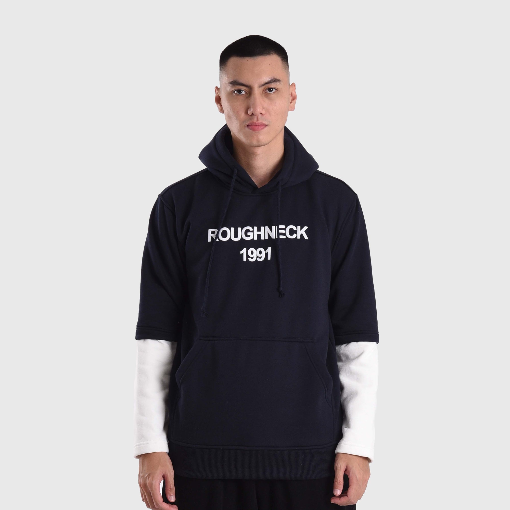 H960 Navy Rough Foam Long Sleeve Hoodie