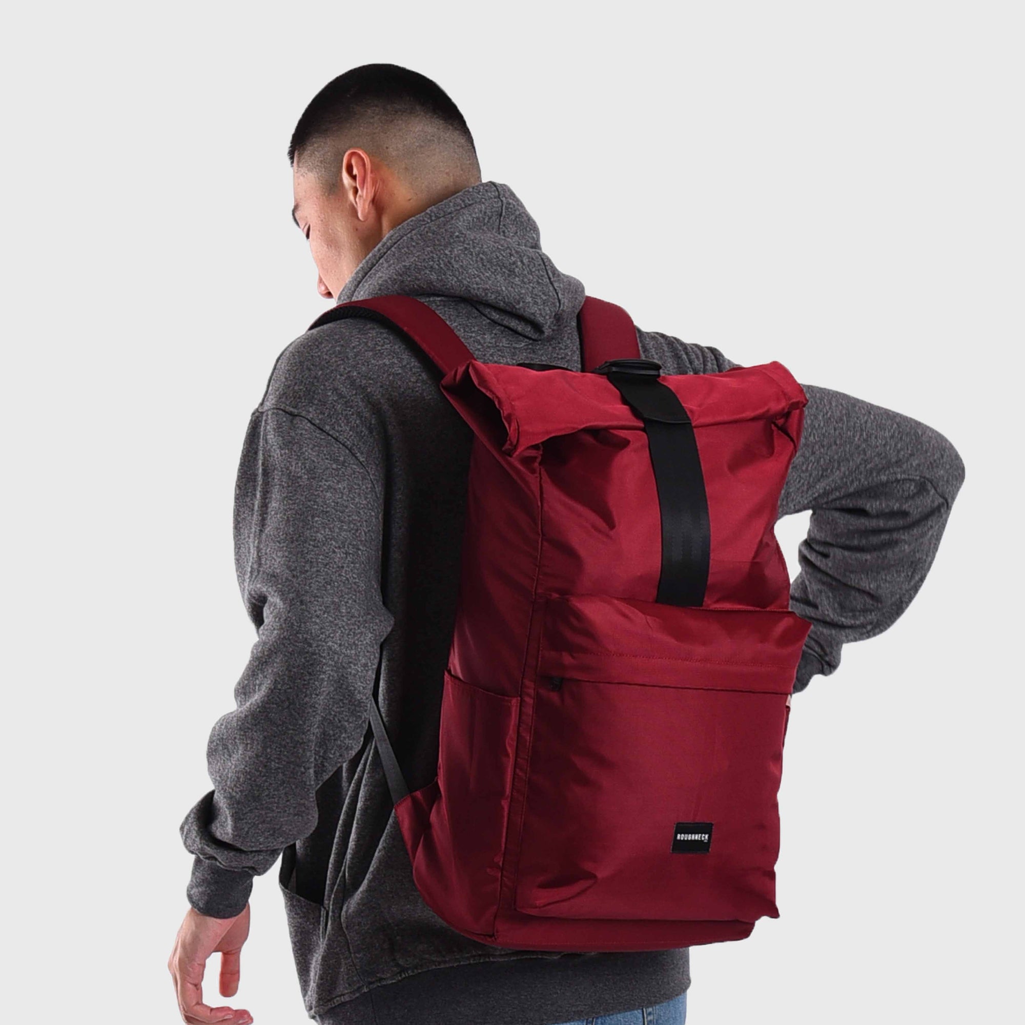 BP024 Maroon Macedonia Roll Top Backpack