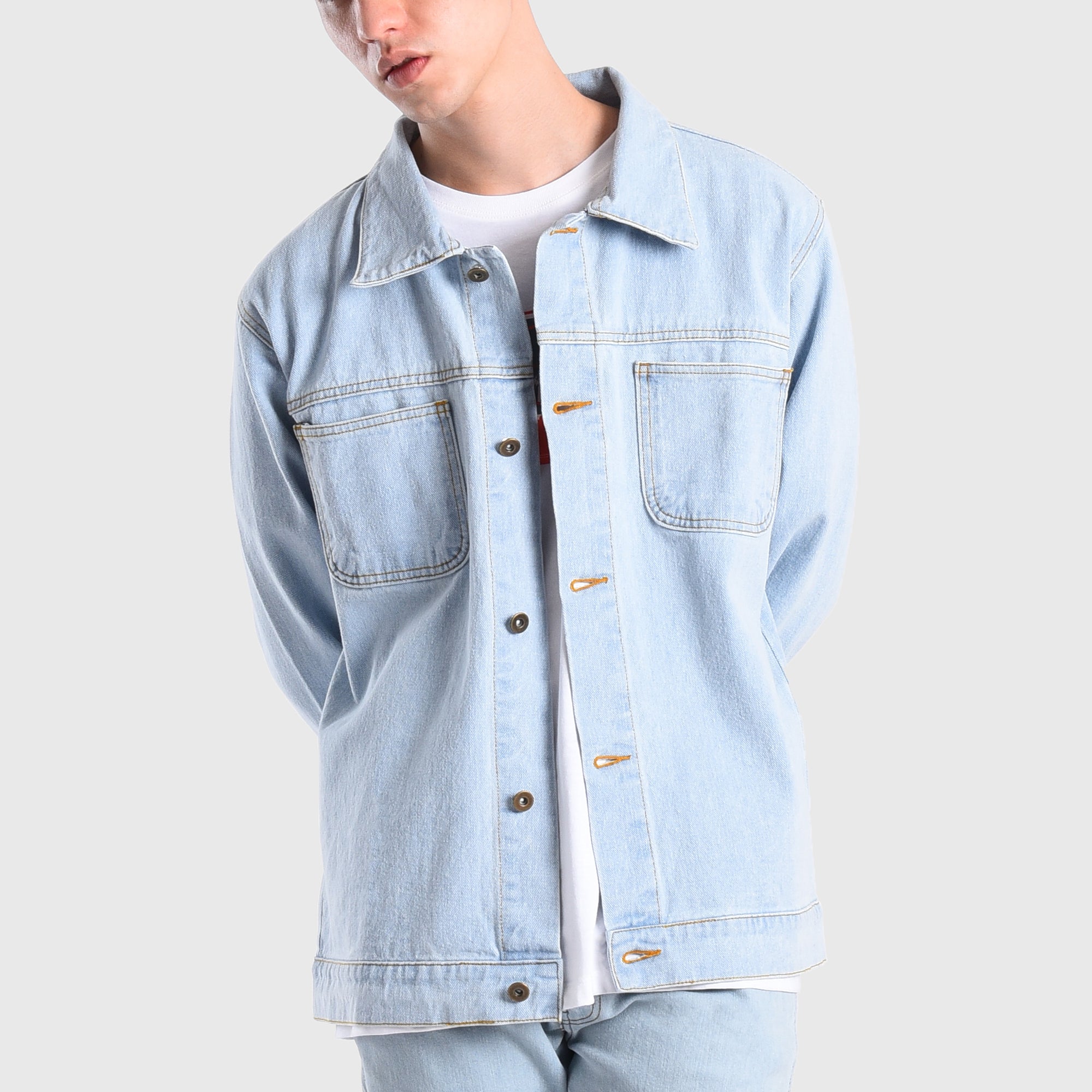 DN003 White Rough Denim Jacket