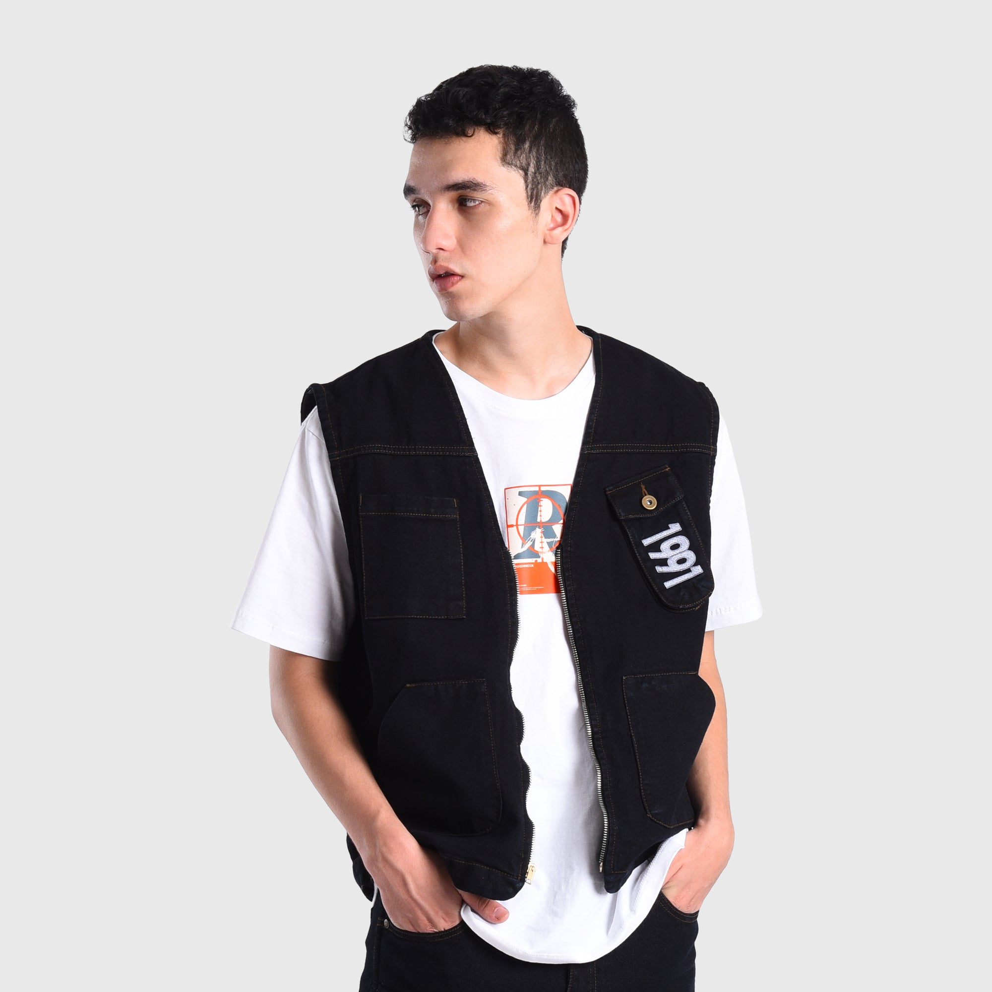 DN007 Natural Indigo Castries Vest Jacket