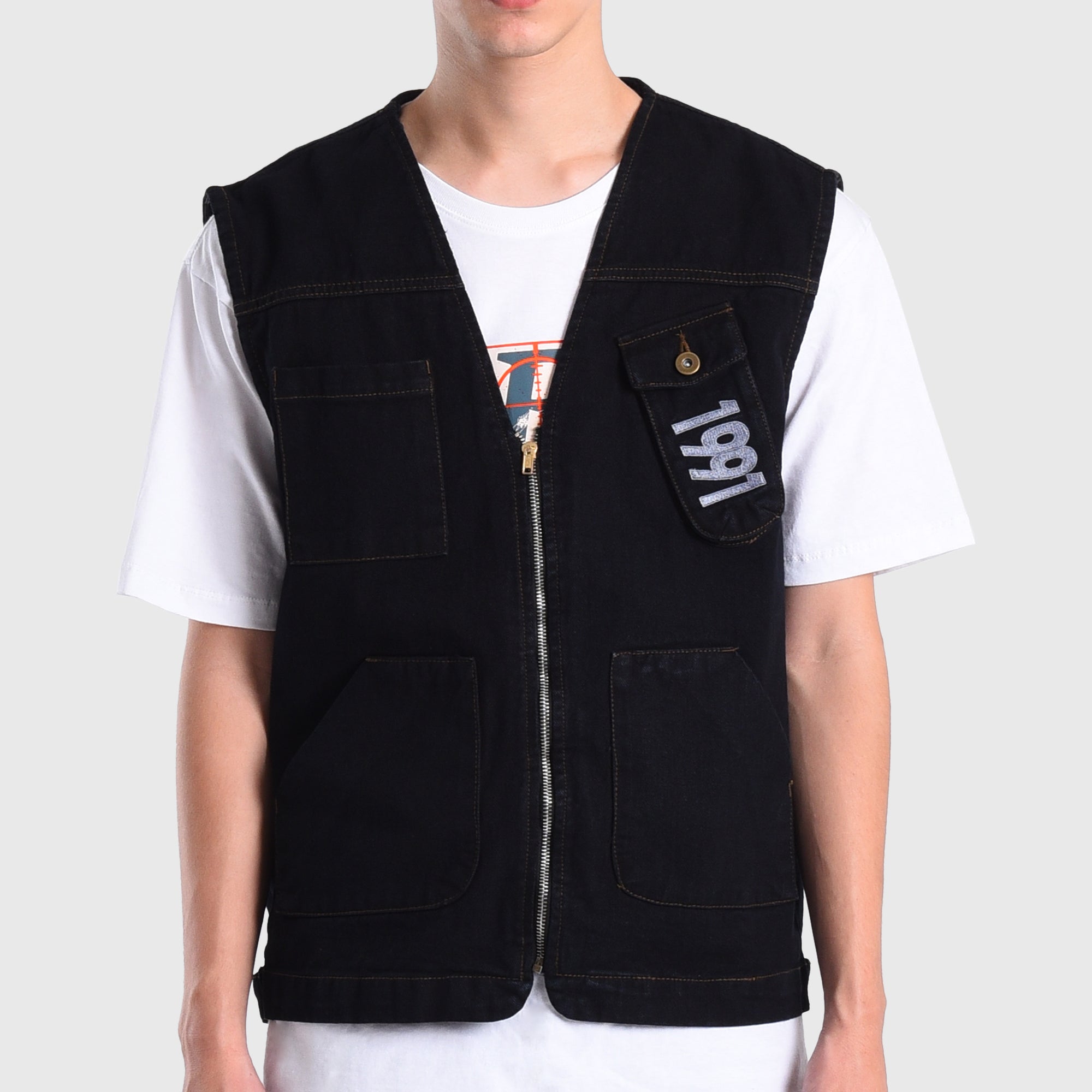 DN007 Natural Indigo Castries Vest Jacket