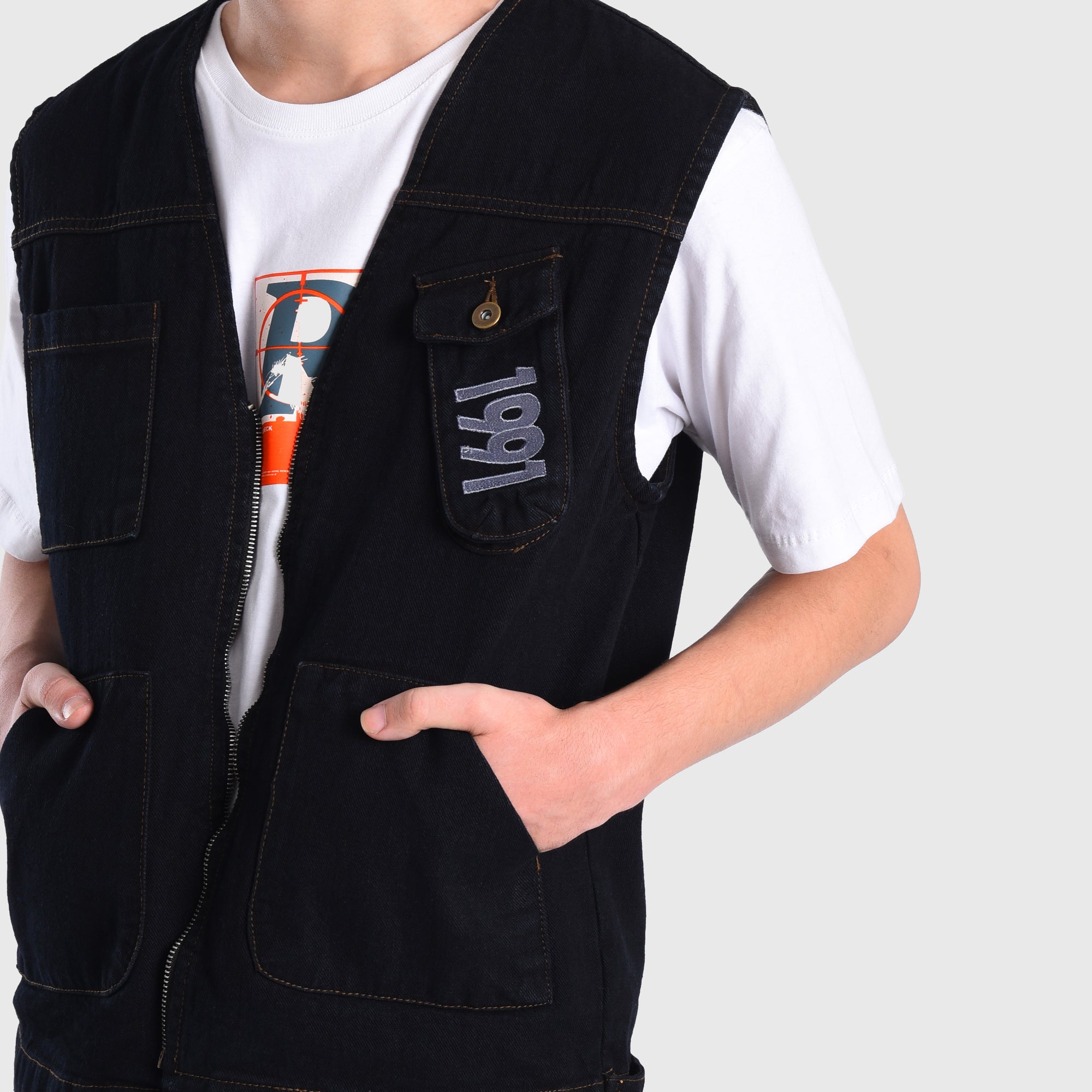 DN007 Natural Indigo Castries Vest Jacket