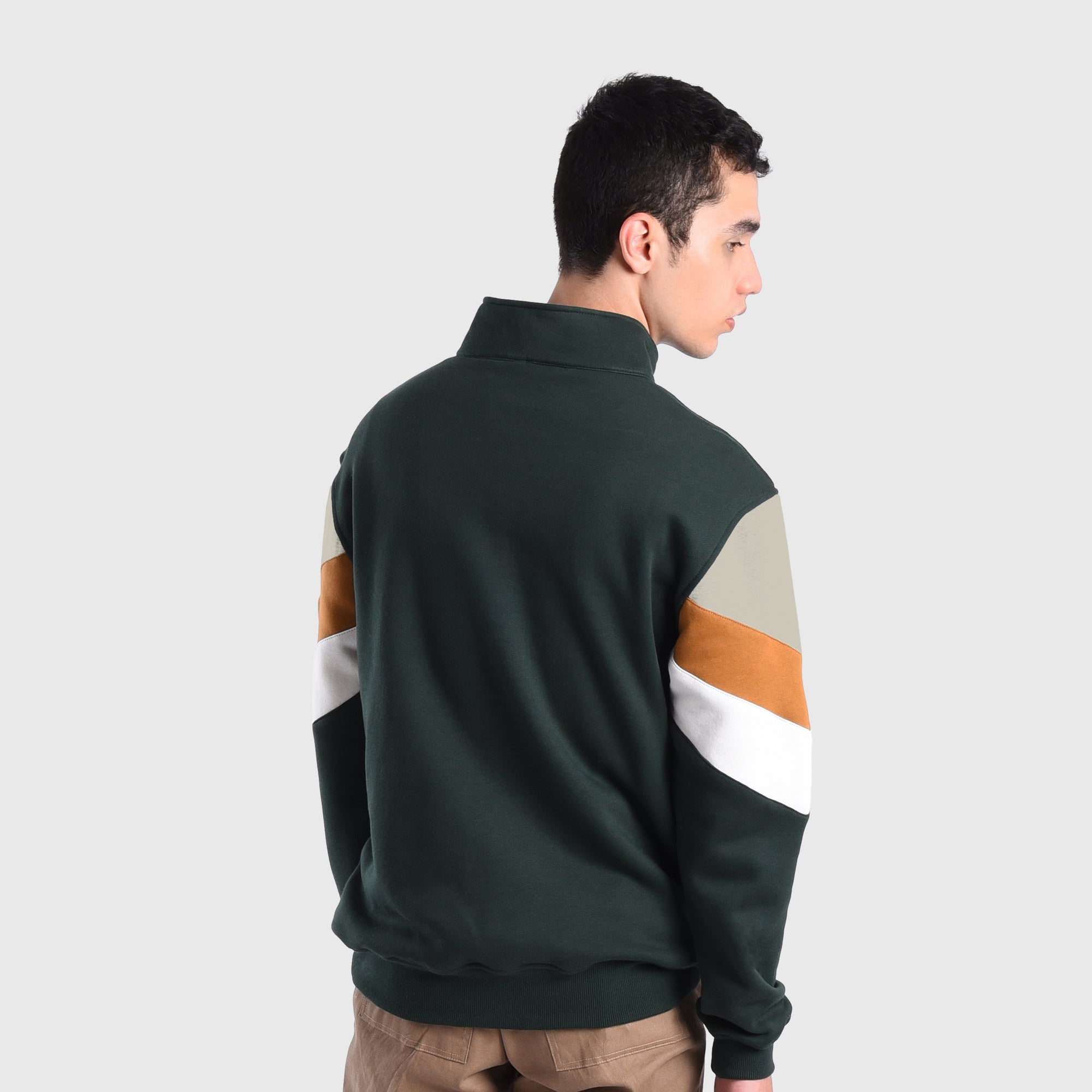 Roughneck SS551 Army Green Power Retro Halfzip Crewneck