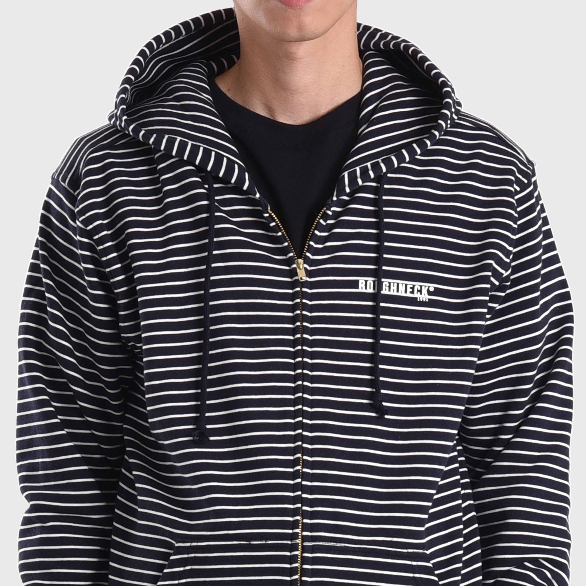 Roughneck HZ038 Navy Stripe Mini Sig White Hoodie